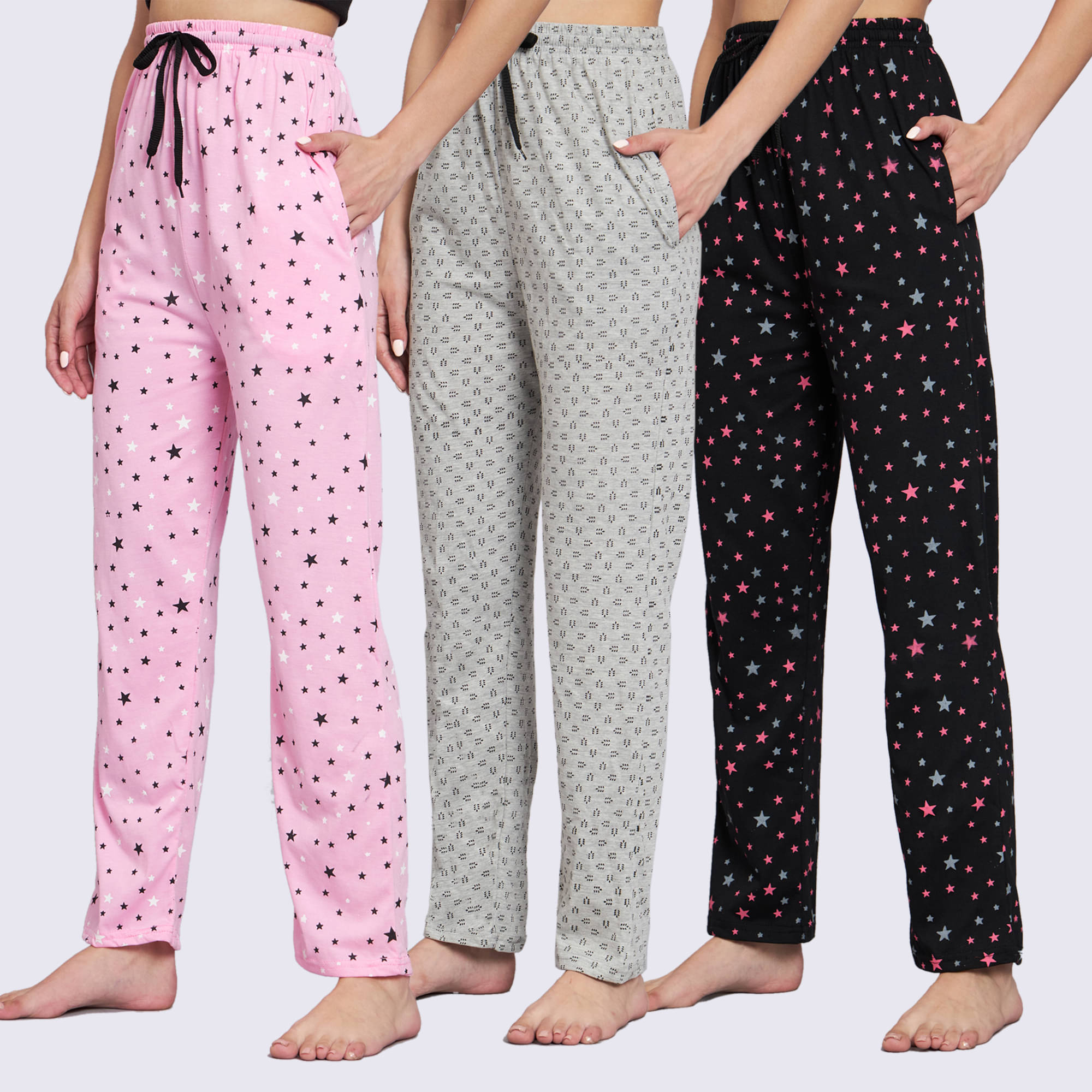     			Canblar Multicolor Cotton Women's Nightwear Pyjama ( Pack of 3 )