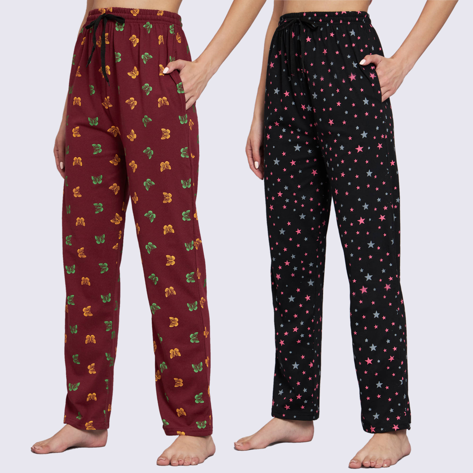     			Canblar Multicolor Cotton Women's Nightwear Pyjama ( Pack of 2 )