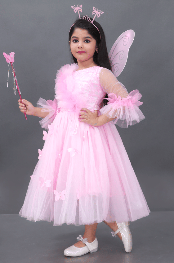 DS DRESSES Net Frock For Girls ( Pack of 1 , Pink )