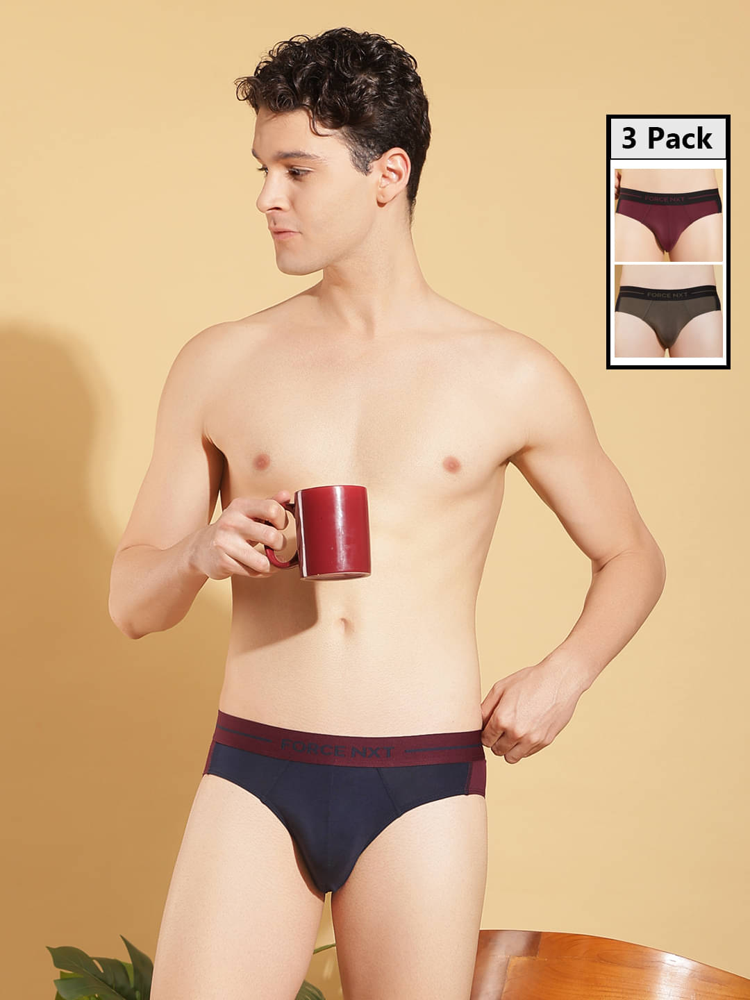 Force NXT Pack of 3 Cotton Briefs For Men's ( Multicolor12 ) Force NXT Pack of 3 Cotton Briefs For Men's ( Multicolor12 )
