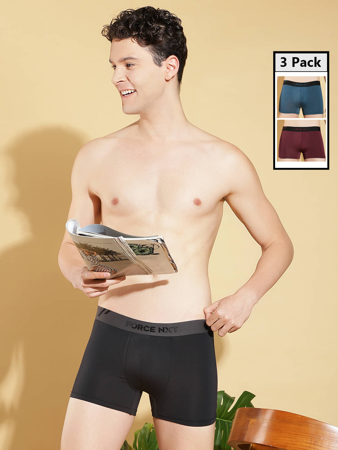 Force NXT Pack of 3 Cotton Trunks For Men's ( Multicolor10 ) Force NXT Pack of 3 Cotton Trunks For Men's ( Multicolor10 )