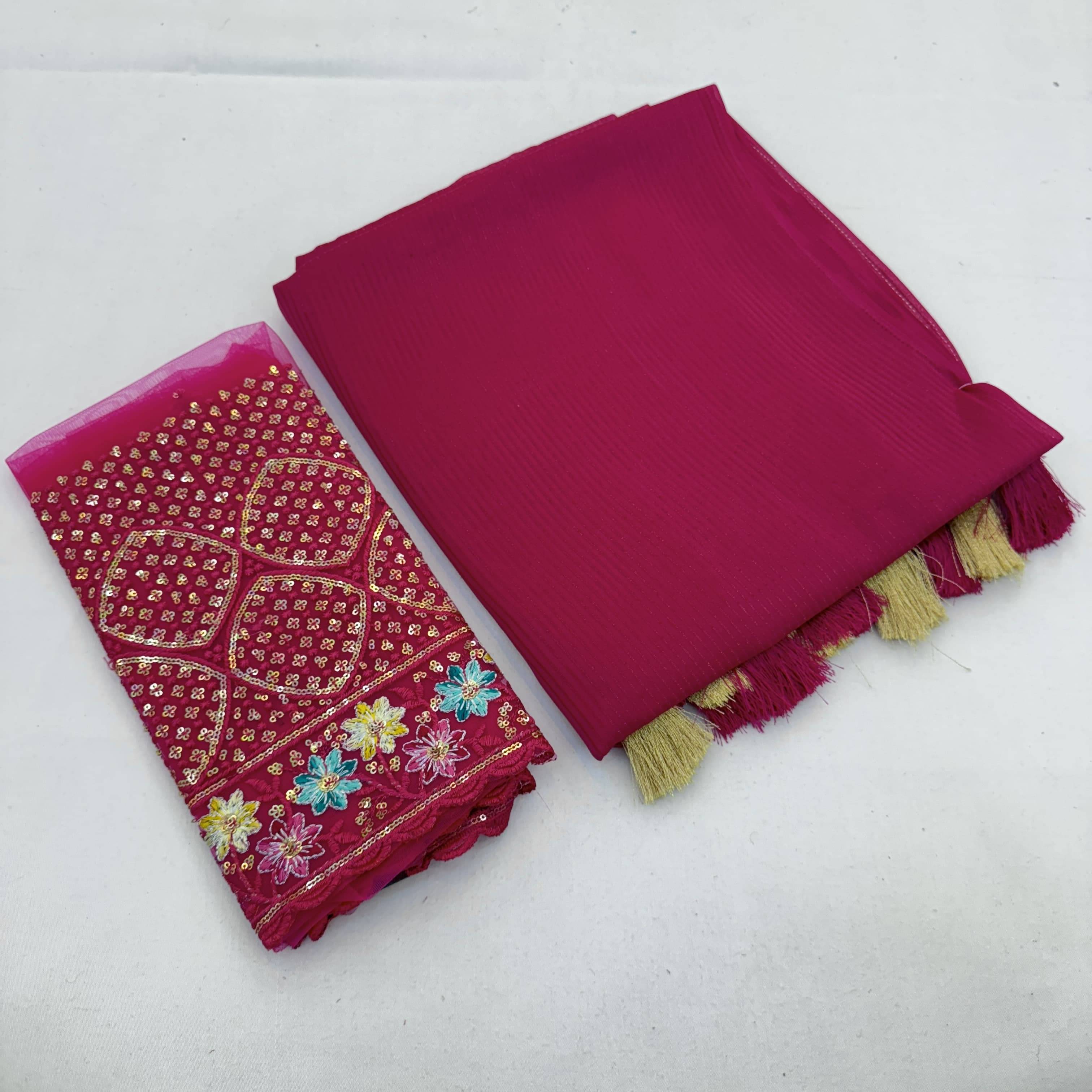 Gullak Chiffon Solid Saree With Unstitched Blouse Piece ( Red ) Gullak Chiffon Solid Saree With Unstitched Blouse Piece ( Red )