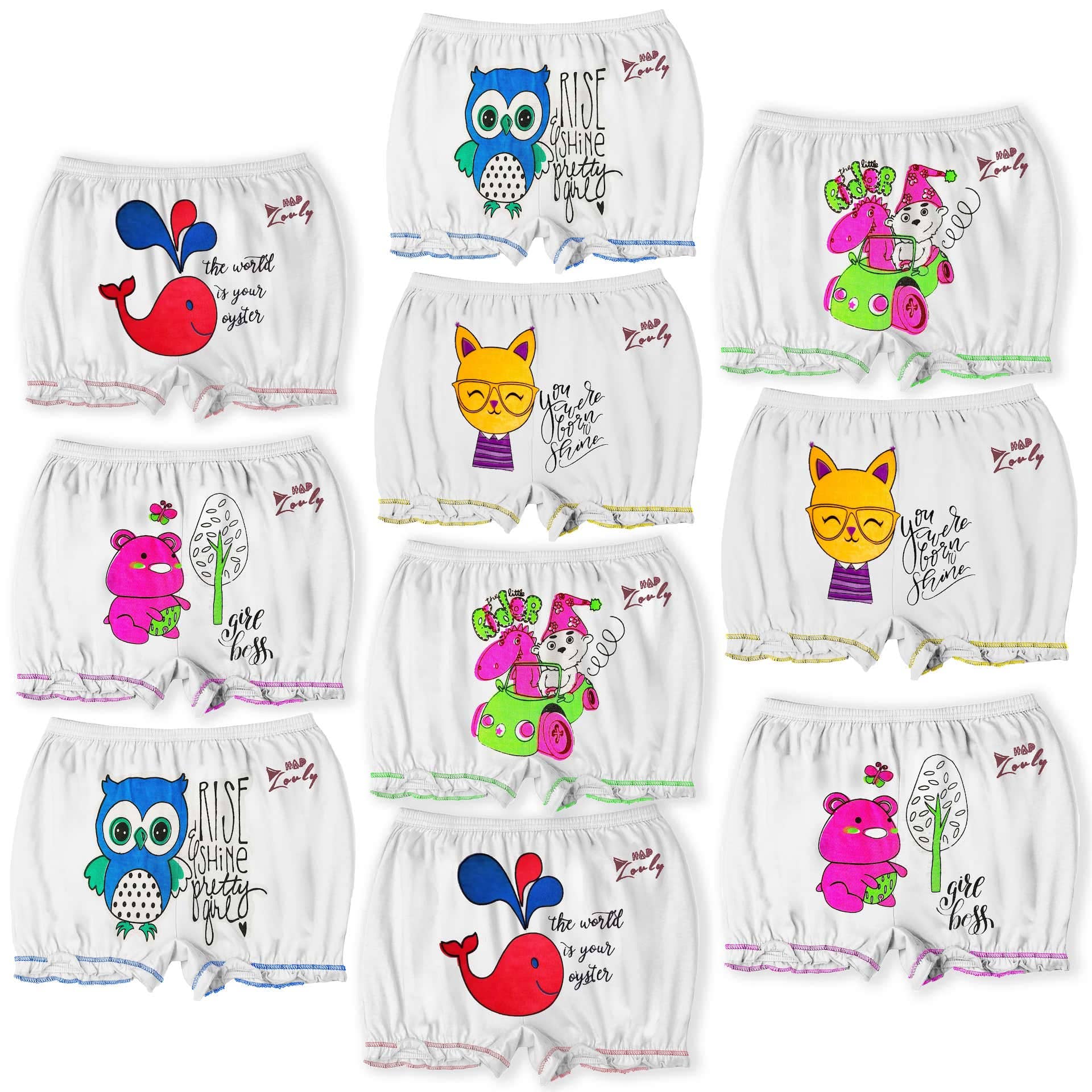 HAP Pack of 10 Cotton Bloomers For Girls ( White )