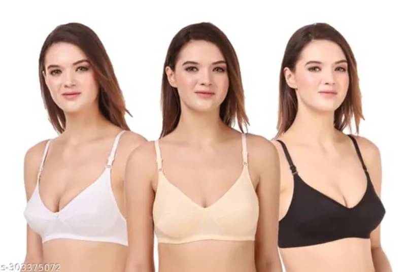     			Ishant Pack of 3 Cotton Non Padded T-Shirt Bra For Women ( Black,White,Beige )