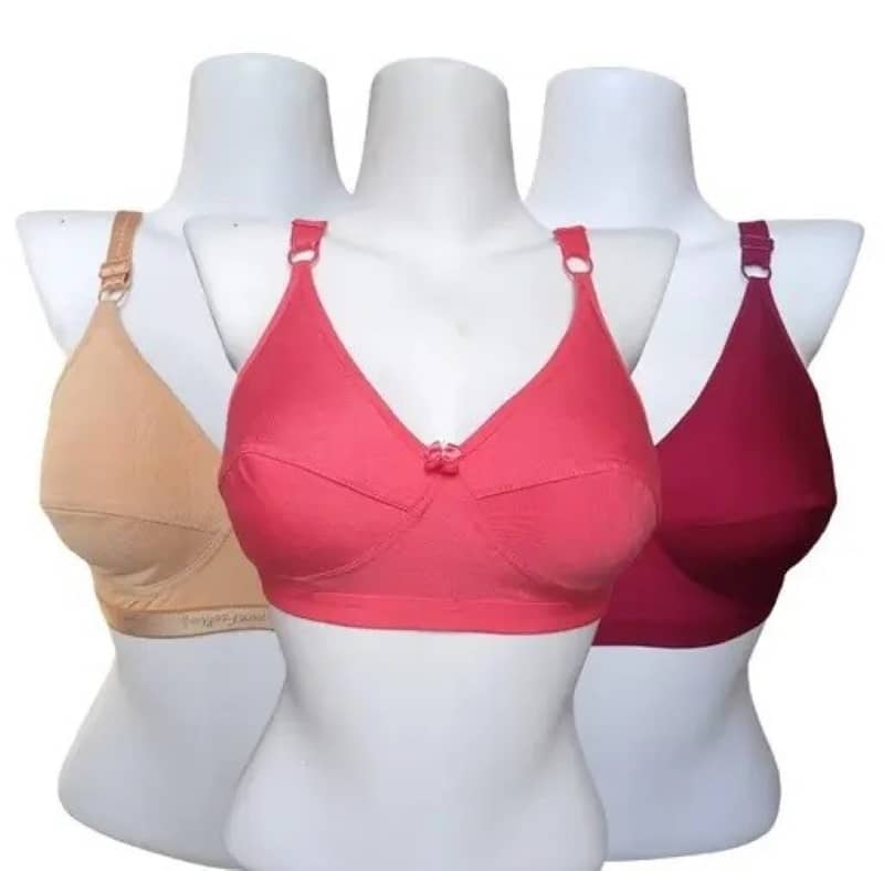 Ishant Pack of 3 Cotton Non Padded T-Shirt Bra For Women ( Maroon,Peach,Gold )