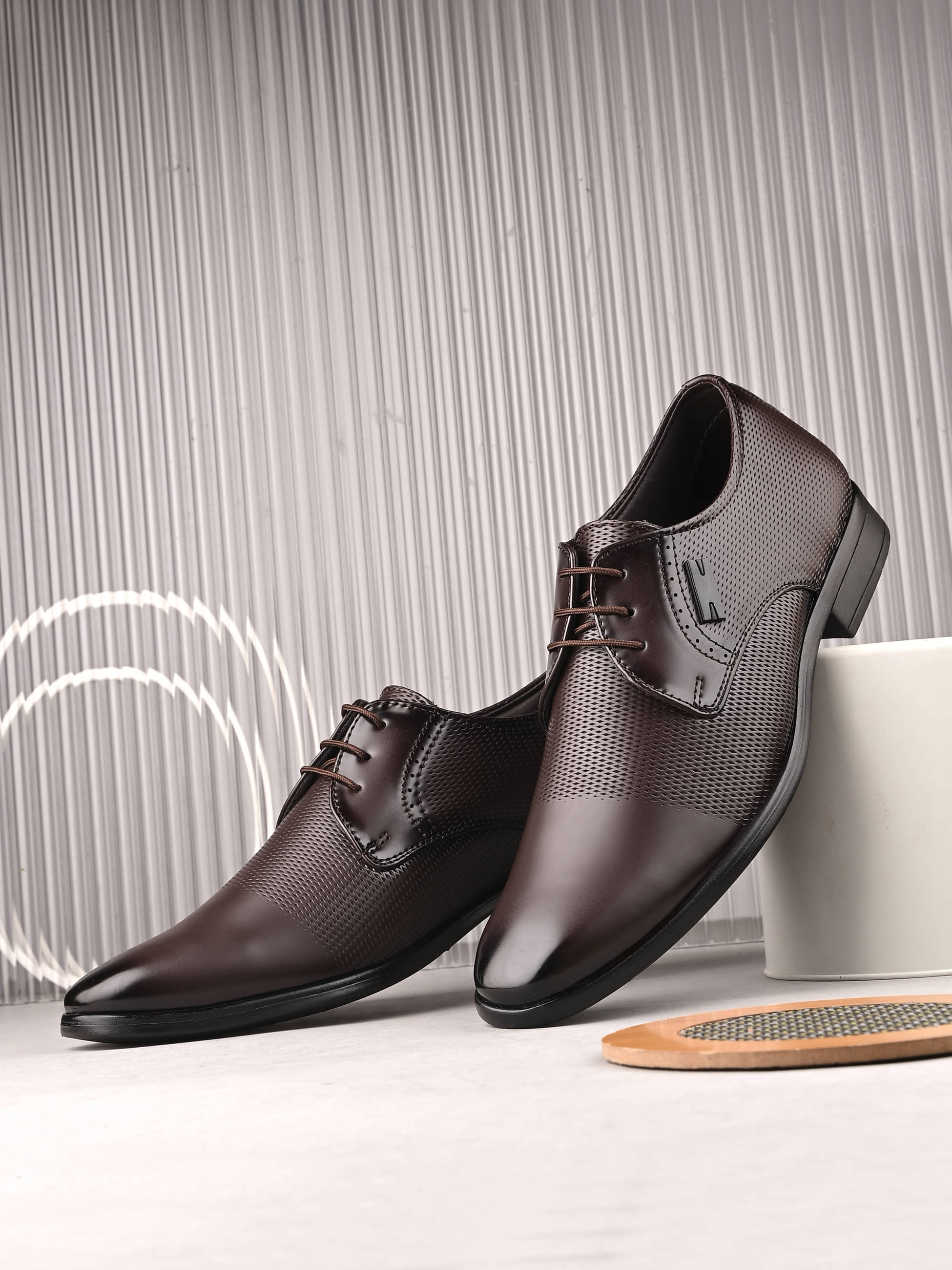     			JK Port Brown Men's Derby Formal Shoes