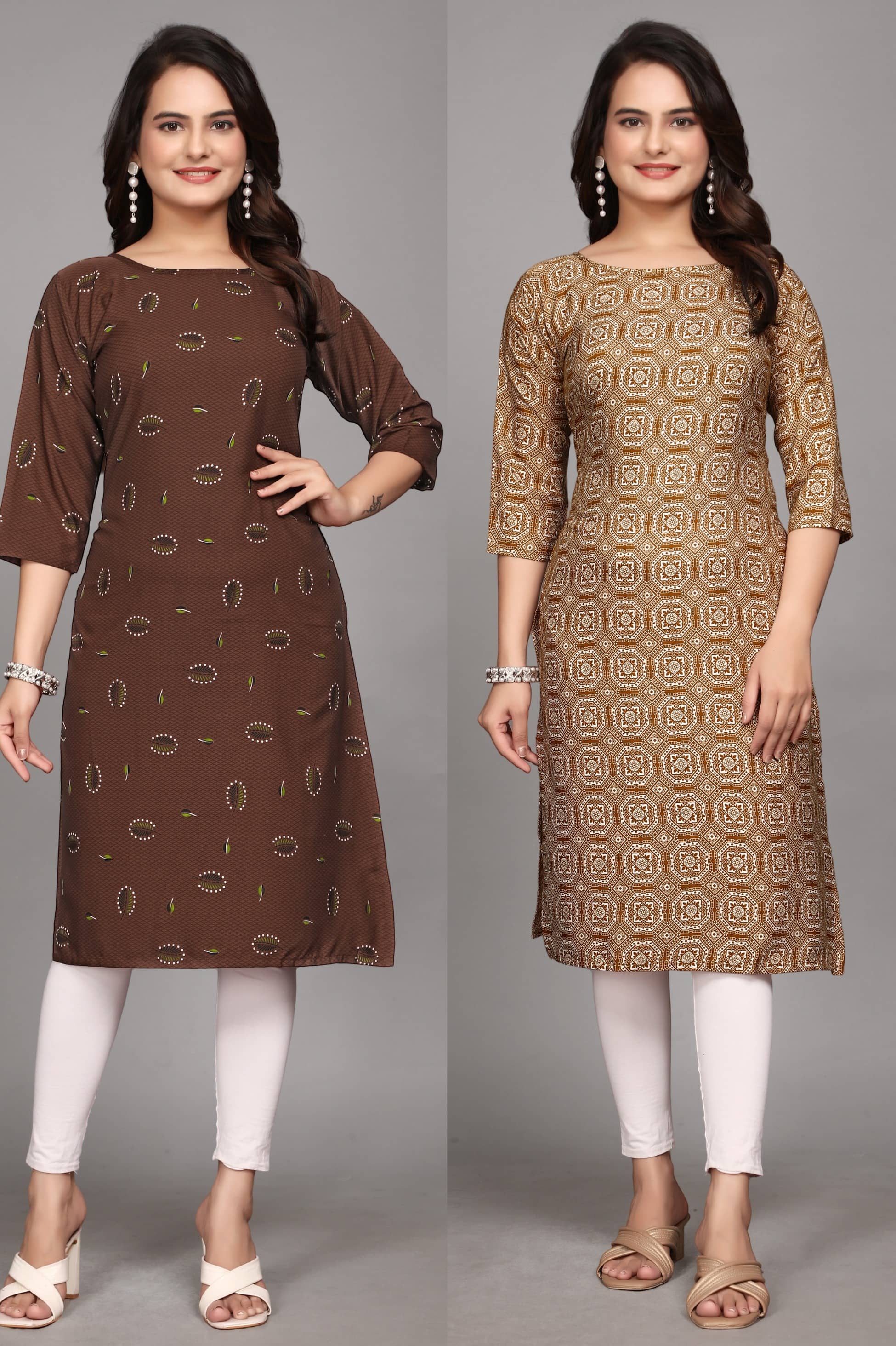 KALAVRITTA Pack of 2 Crepe Printed Straight Women's Kurti - ( Multicoloured ) - Kurtis, Tunics | Buy online on ZillyBuy