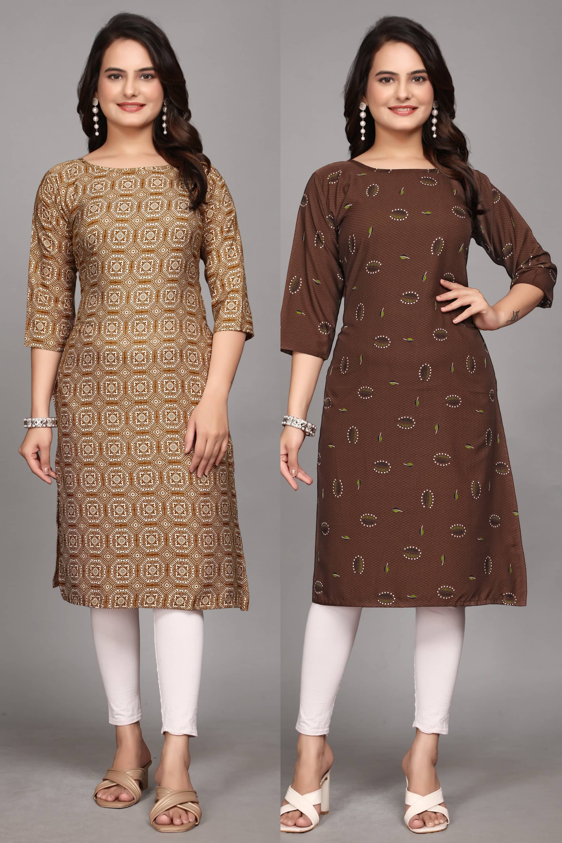KALAVRITTA Pack of 2 Crepe Printed Straight Women's Kurti - ( Multicoloured ) - Kurtis, Tunics | Buy online on ZillyBuy