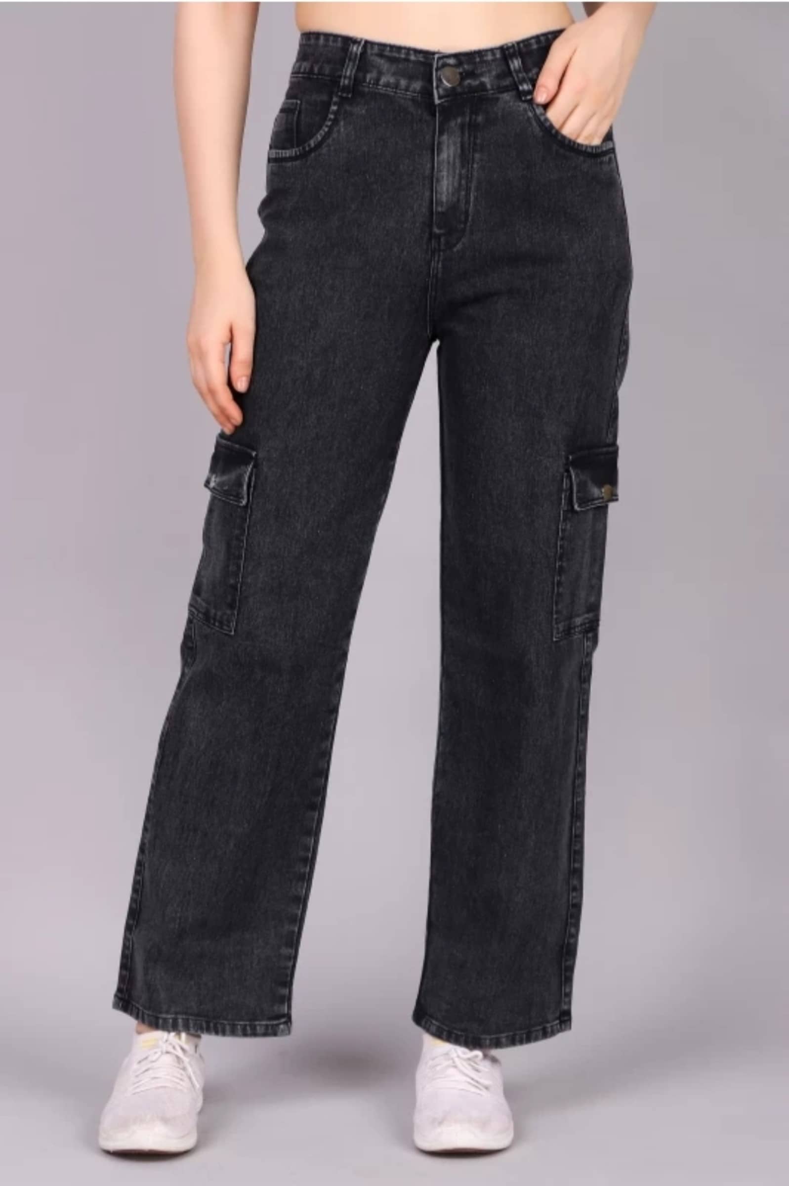 Kashian Women's Cargos High-Rise Jeans ( Black ) - Jeans | Buy online on ZillyBuy
