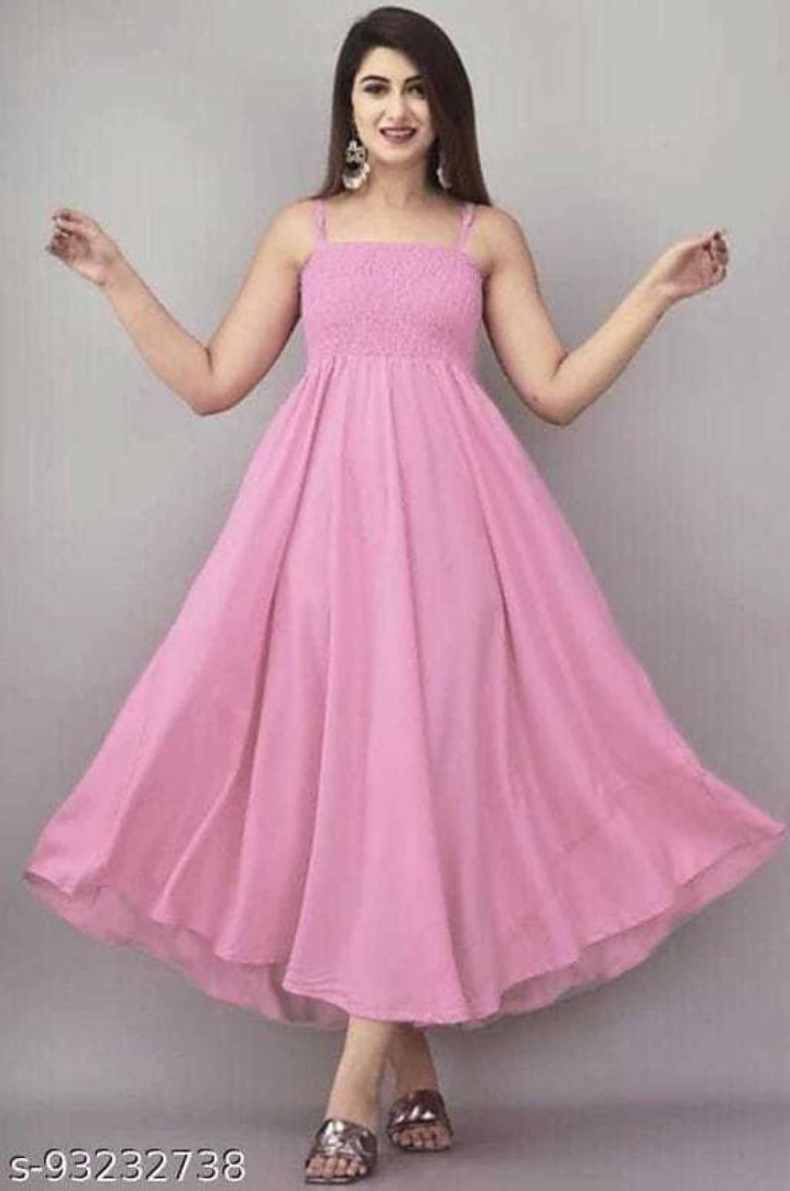 Kashian Women Crepe Solid Maxi ( Pink )