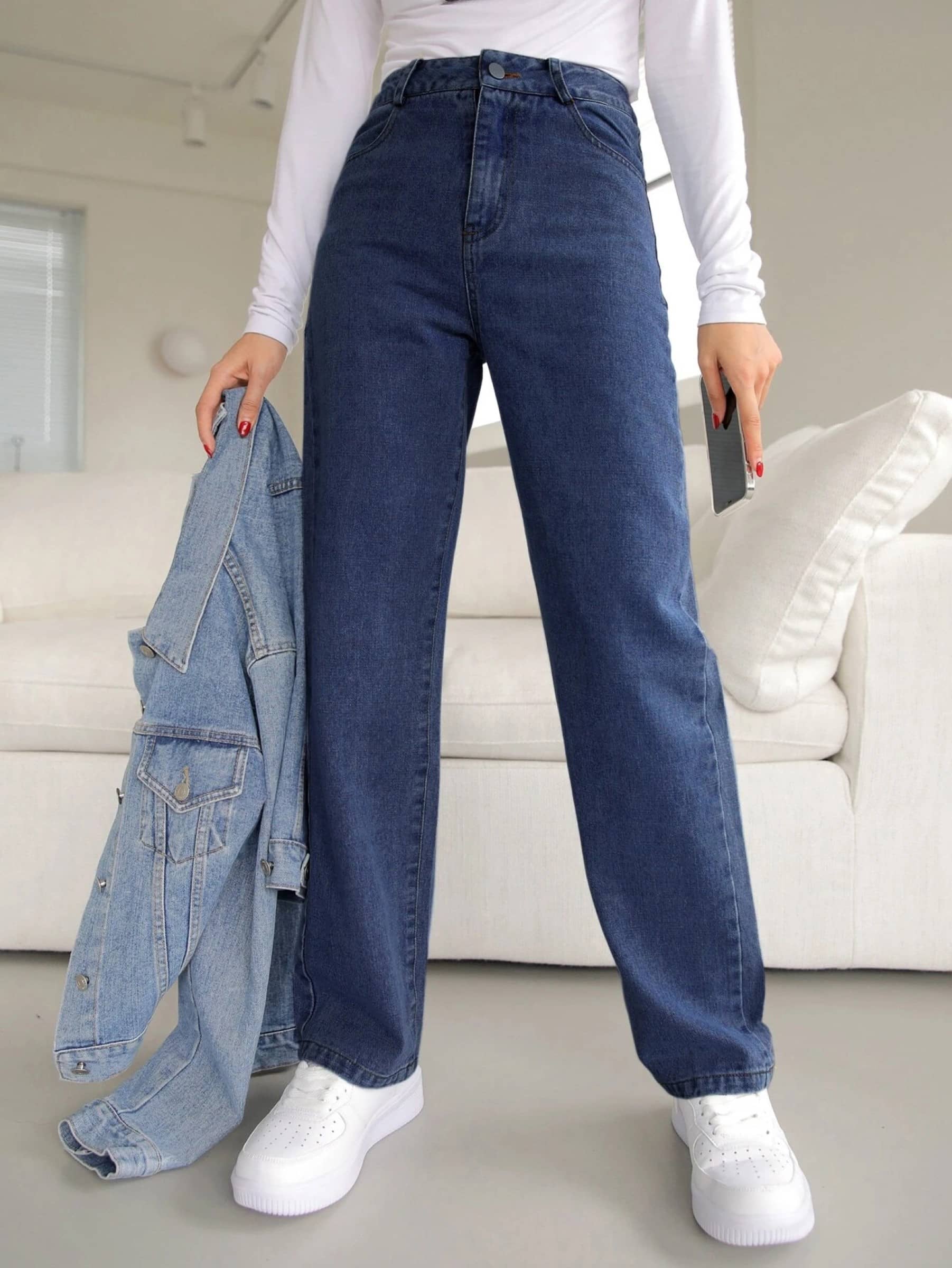 Kashian - Dark Blue Denim Boyfriend Fit Women's Jeans ( Pack of 1 ) - Jeans | Buy online on ZillyBuy