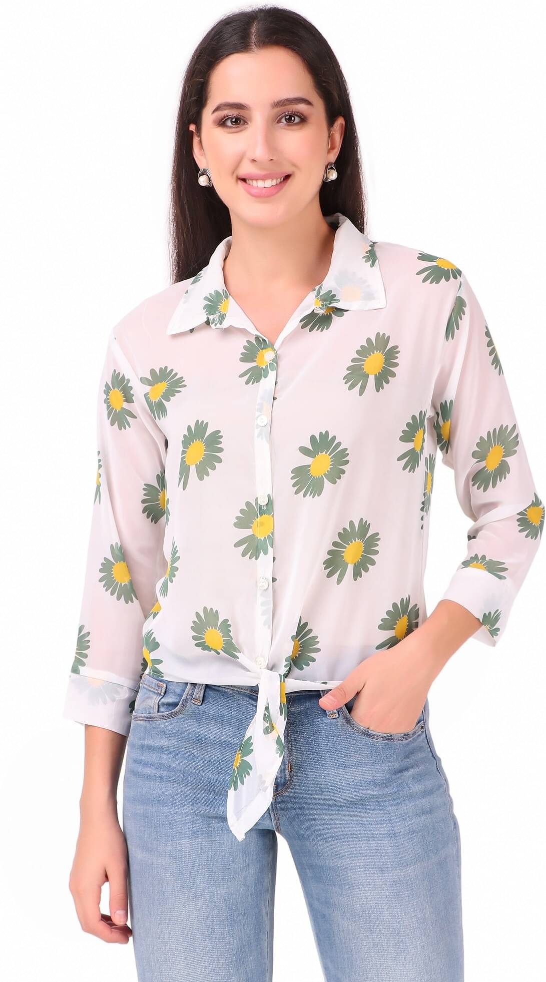 Kashian Women's Crepe Regular Top ( Green ) Kashian Women's Crepe Regular Top ( Green )