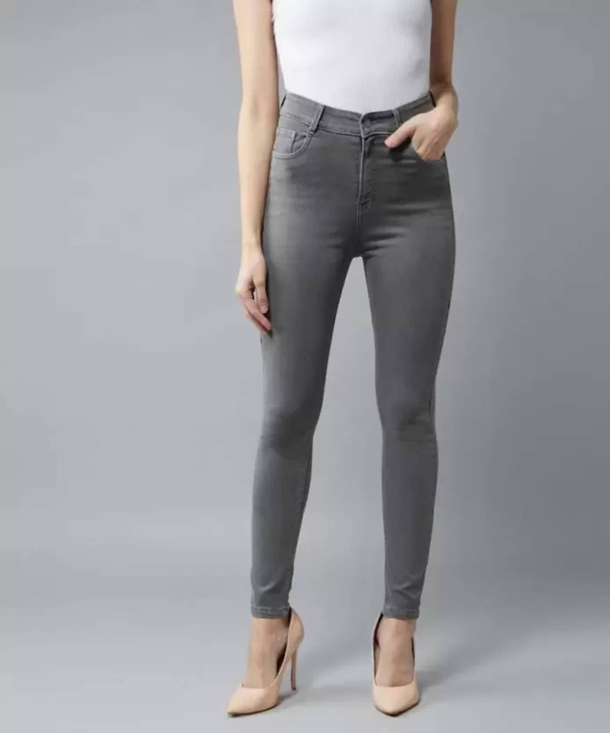 Kashian - Grey Denim Skinny Fit Women's Jeans ( Pack of 1 ) - Jeans | Buy online on ZillyBuy
