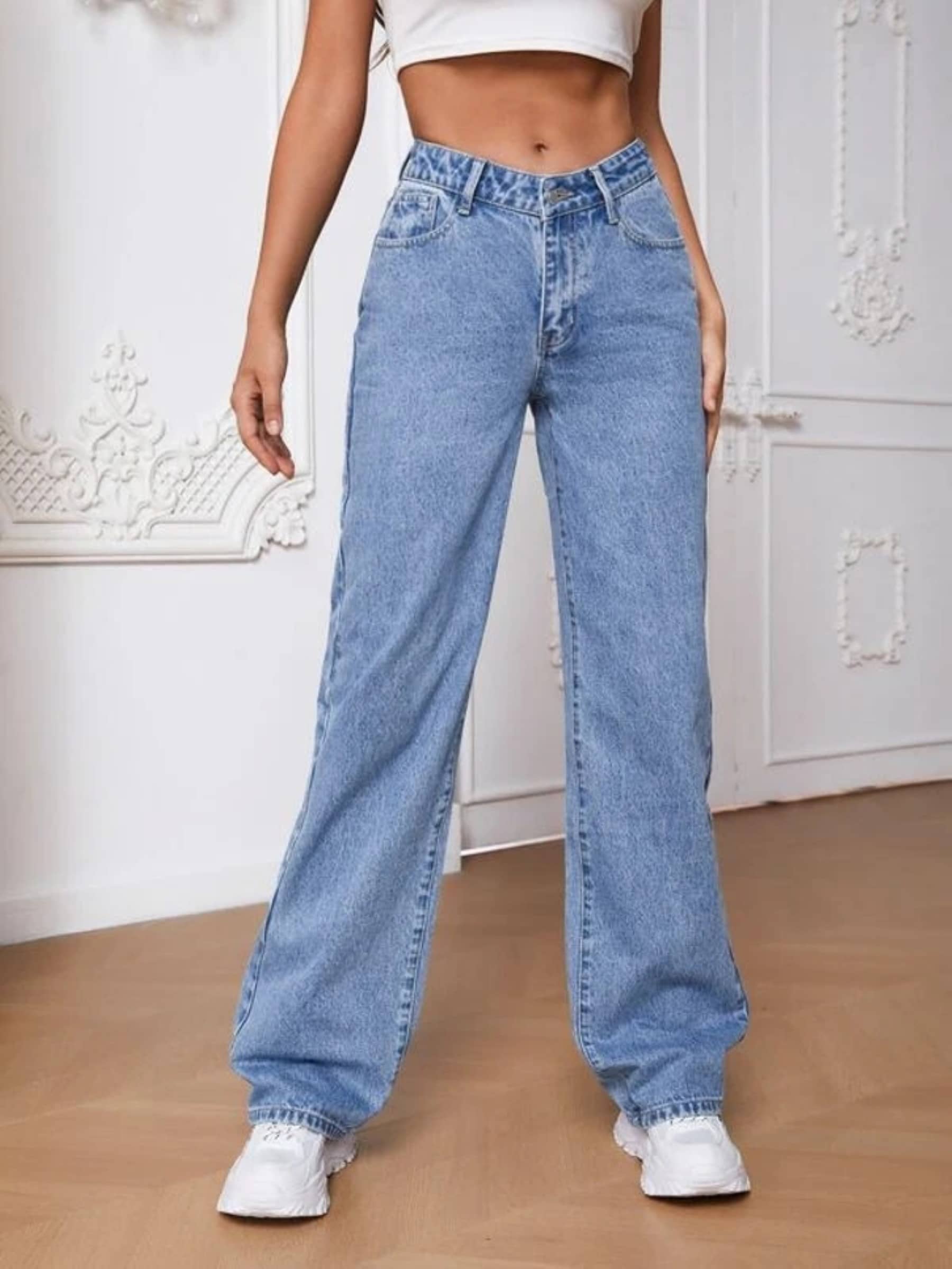 Kashian - Light Blue Denim Boyfriend Fit Women's Jeans ( Pack of 1 ) - Jeans | Buy online on ZillyBuy