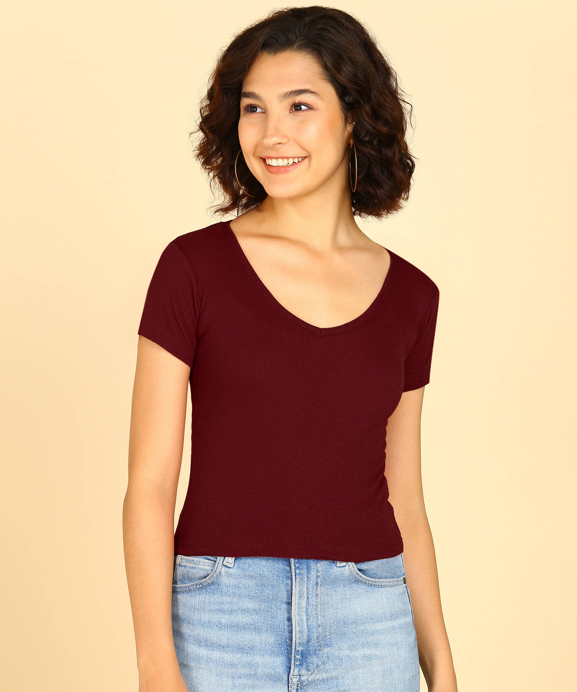     			Kashian Women's Cotton Blend Regular Top ( Maroon )