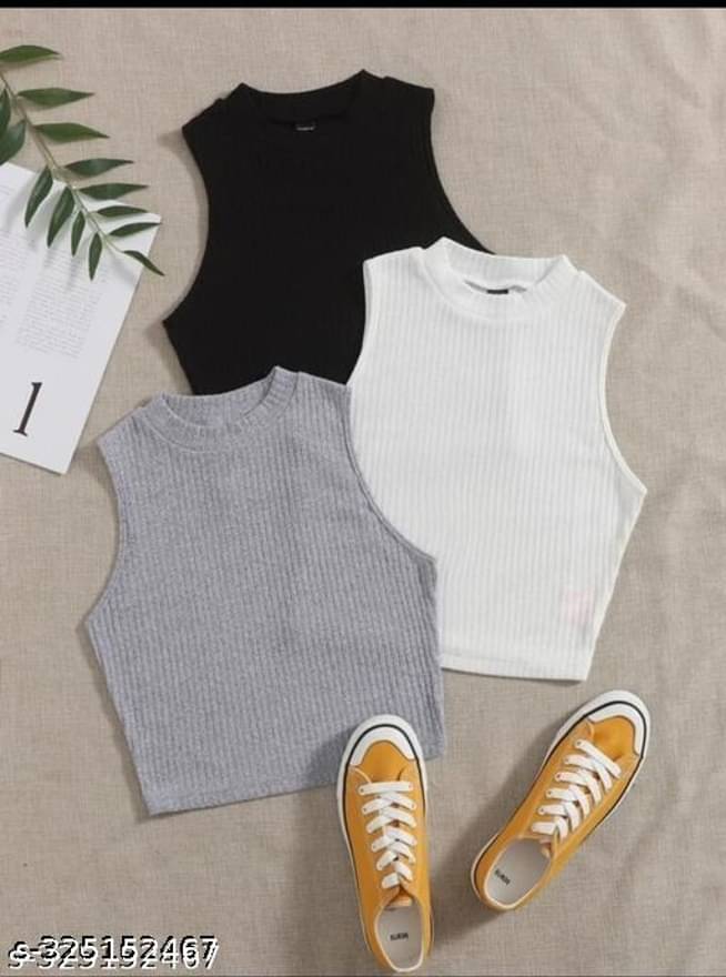 Kashian Women's Cotton Blend Crop Top ( Grey ) Kashian Women's Cotton Blend Crop Top ( Grey )