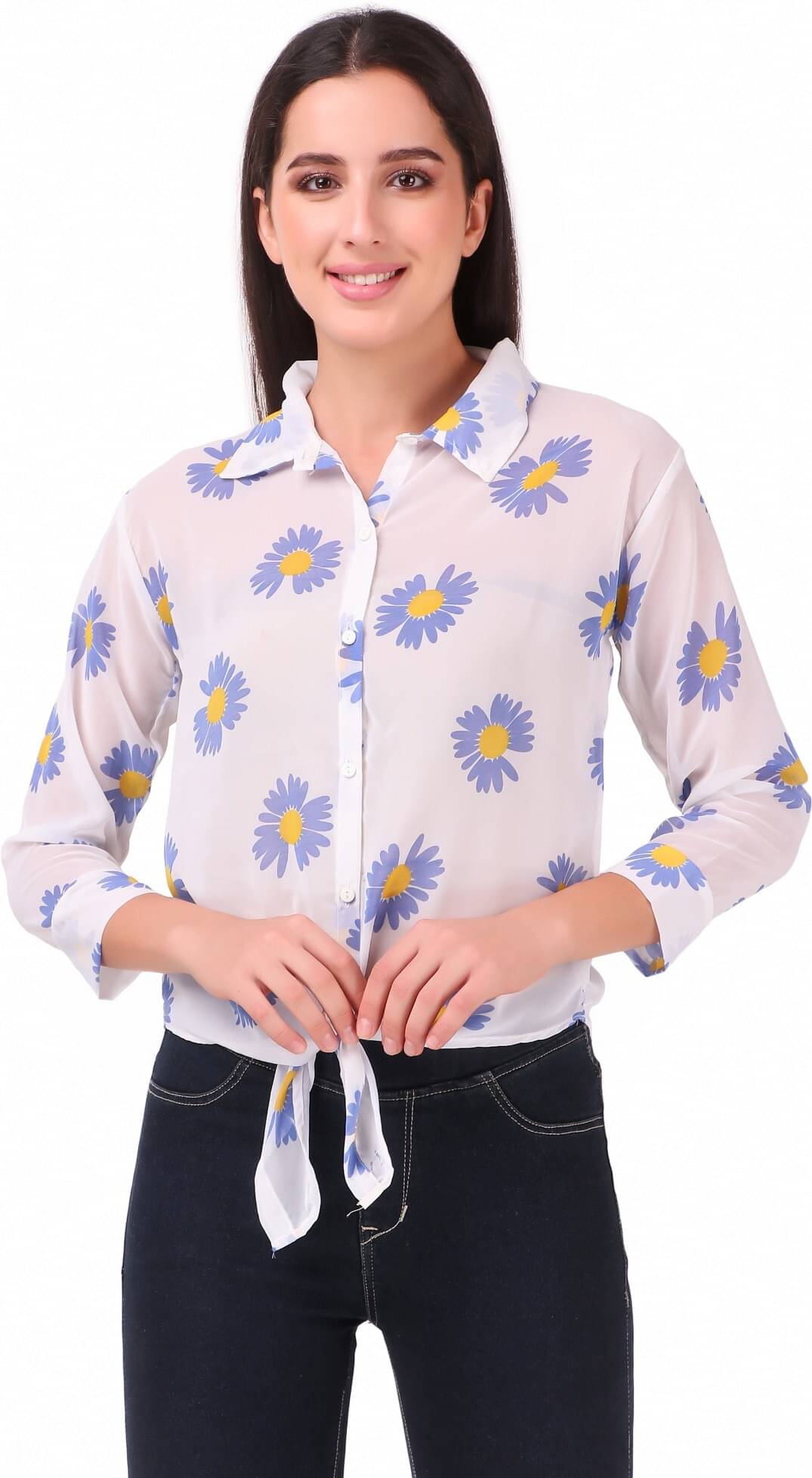 Kashian Women's Crepe Regular Top ( Blue ) Kashian Women's Crepe Regular Top ( Blue )