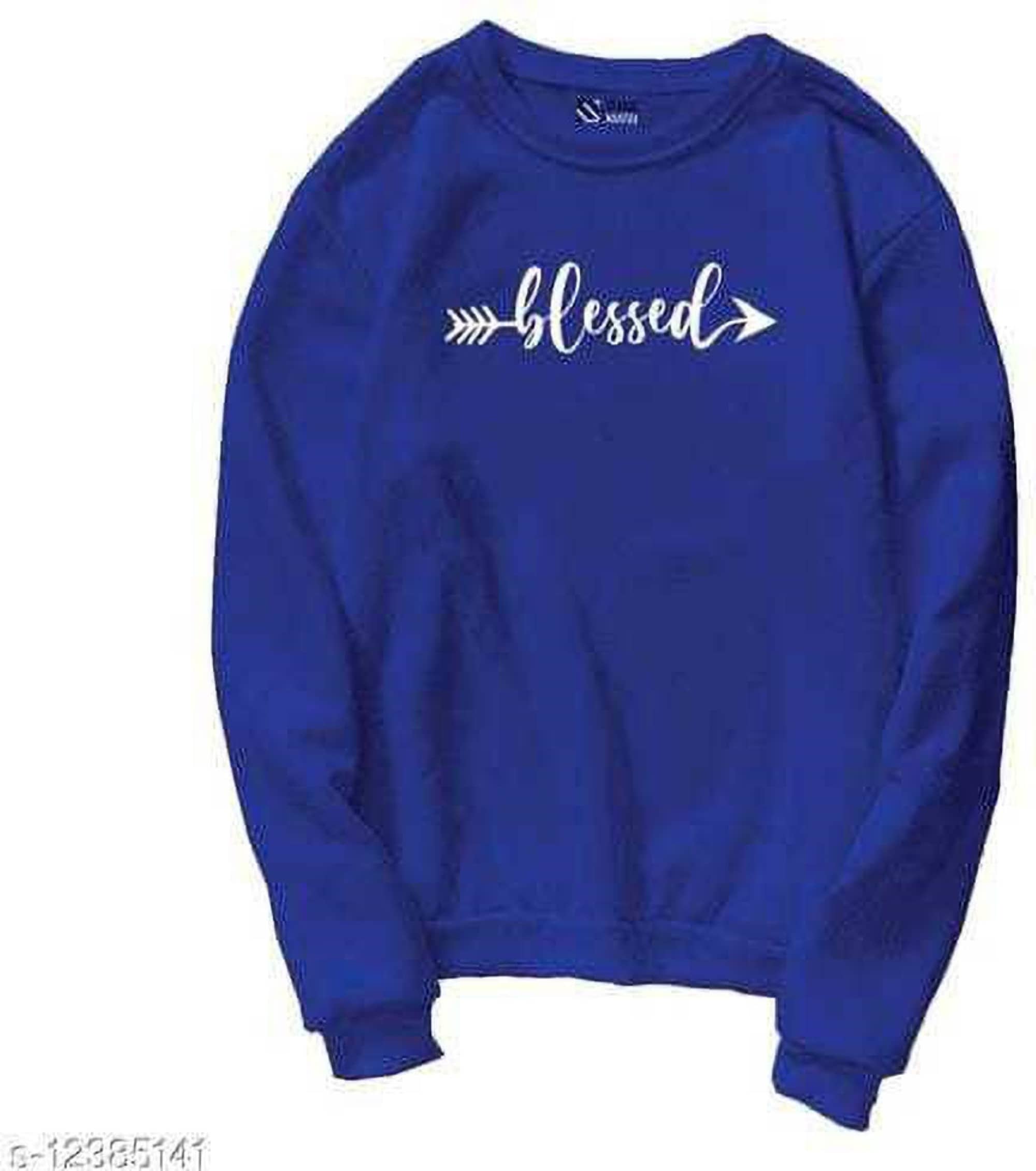 Kashian Women Cotton Blend Printed Regular Fit Round Neck T-Shirt ( Blue )