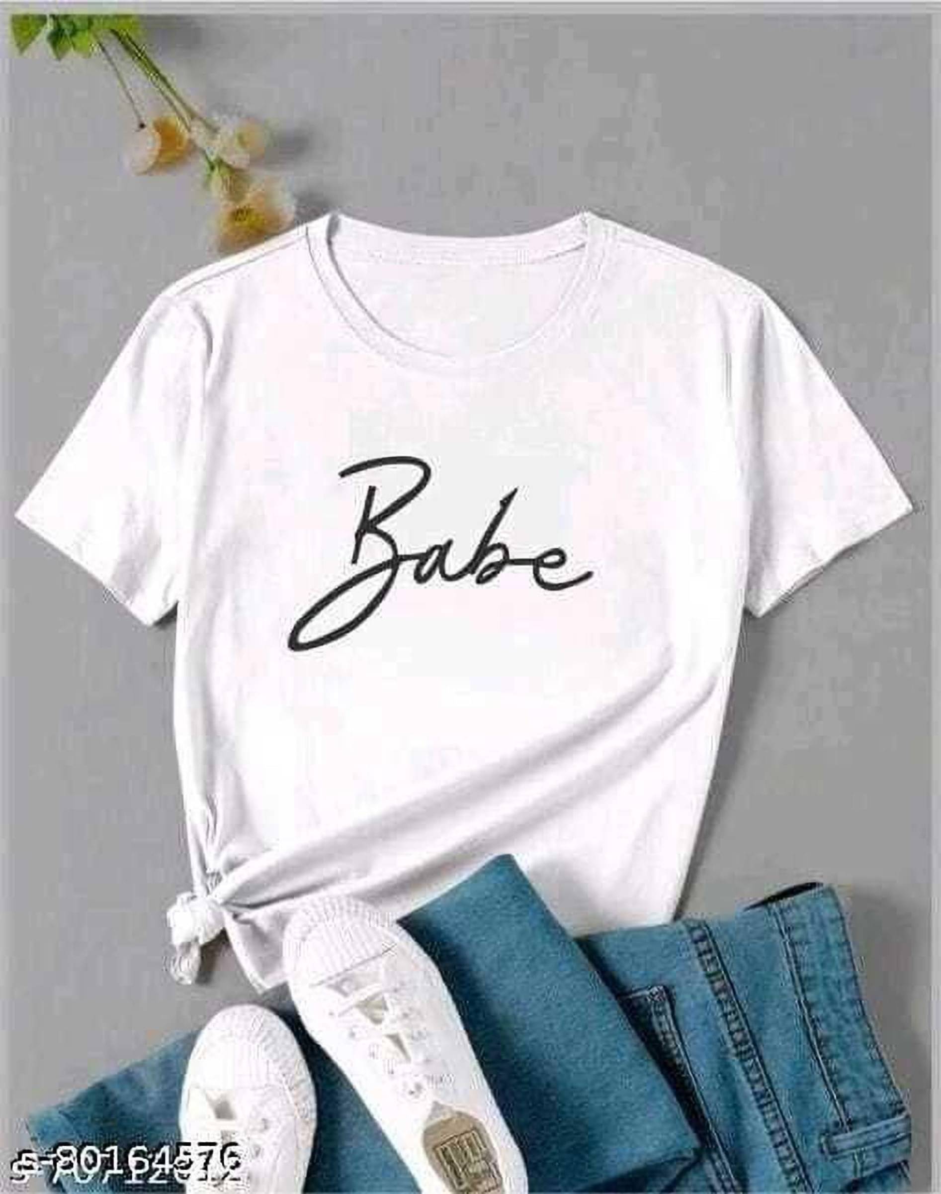 Kashian Women Cotton Blend Printed Regular Fit Round Neck T-Shirt ( White ) Kashian Women Cotton Blend Printed Regular Fit Round Neck T-Shirt ( White )