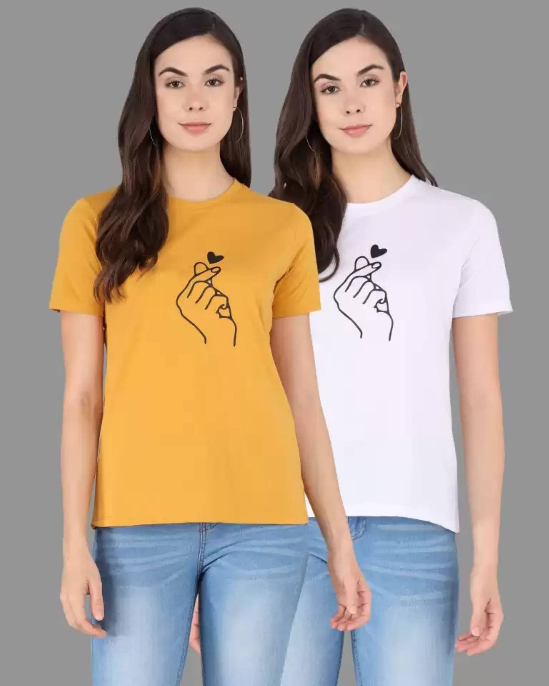     			Kashian Women Cotton Blend Printed Regular Fit Round Neck T-Shirt ( Multicolor )