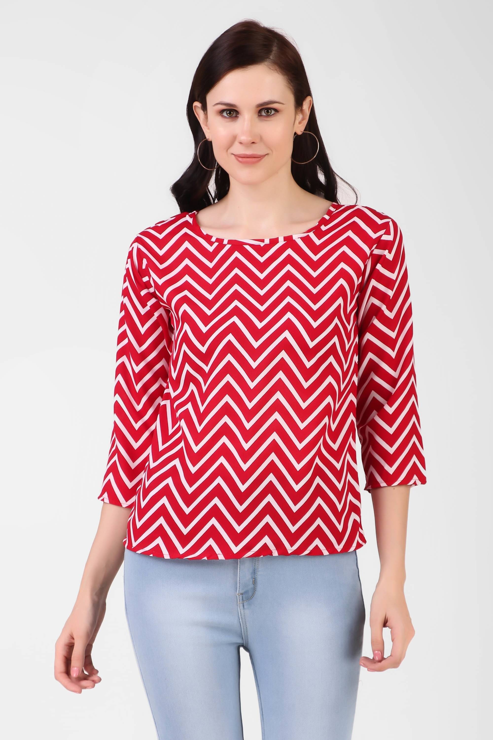 Kashian Women's Crepe Regular Top ( Red ) Kashian Women's Crepe Regular Top ( Red )