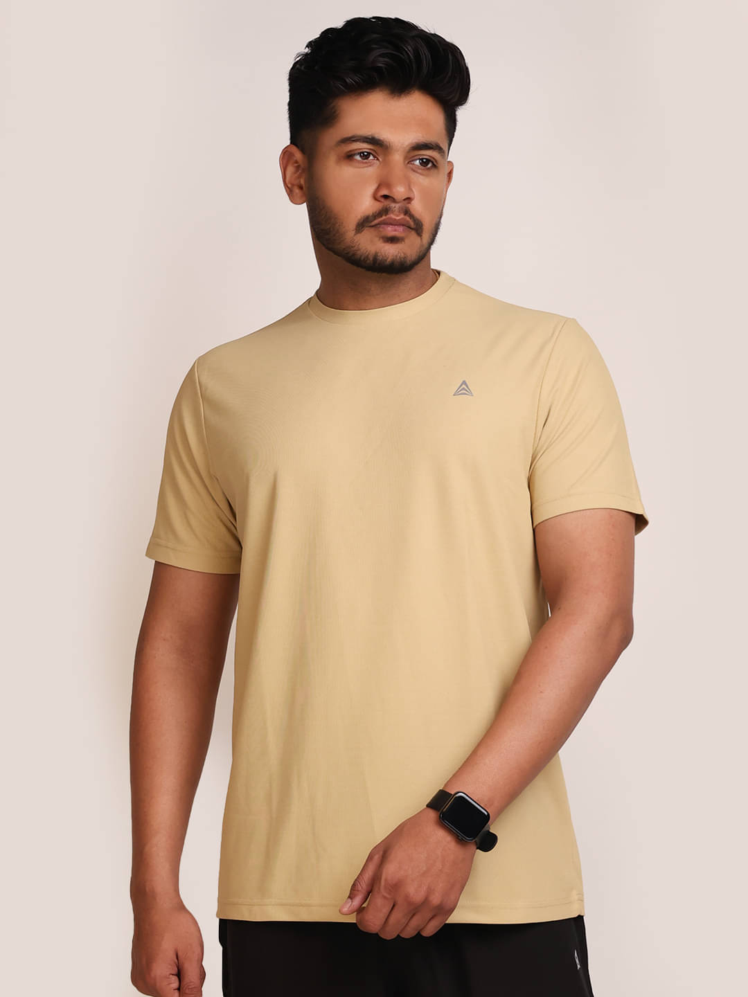     			PROPERSEVEN Polyester Regular Fit Solid Half Sleeves Men's Round T-Shirt - Camel ( Pack of 1 )