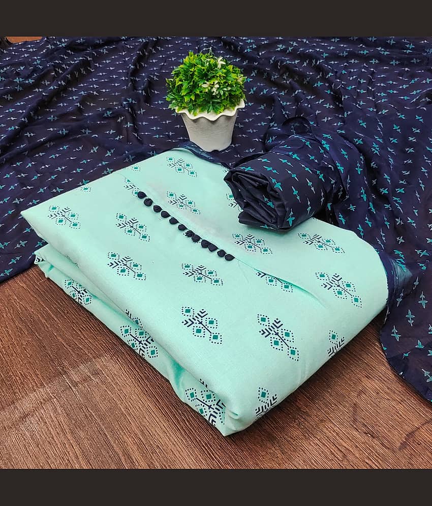 Rangtulika Ethnics Unstitched Cotton Printed Dress Material - Blue ( Pack of 1 ) - Unstitched Fabrics | Buy online on ZillyBuy