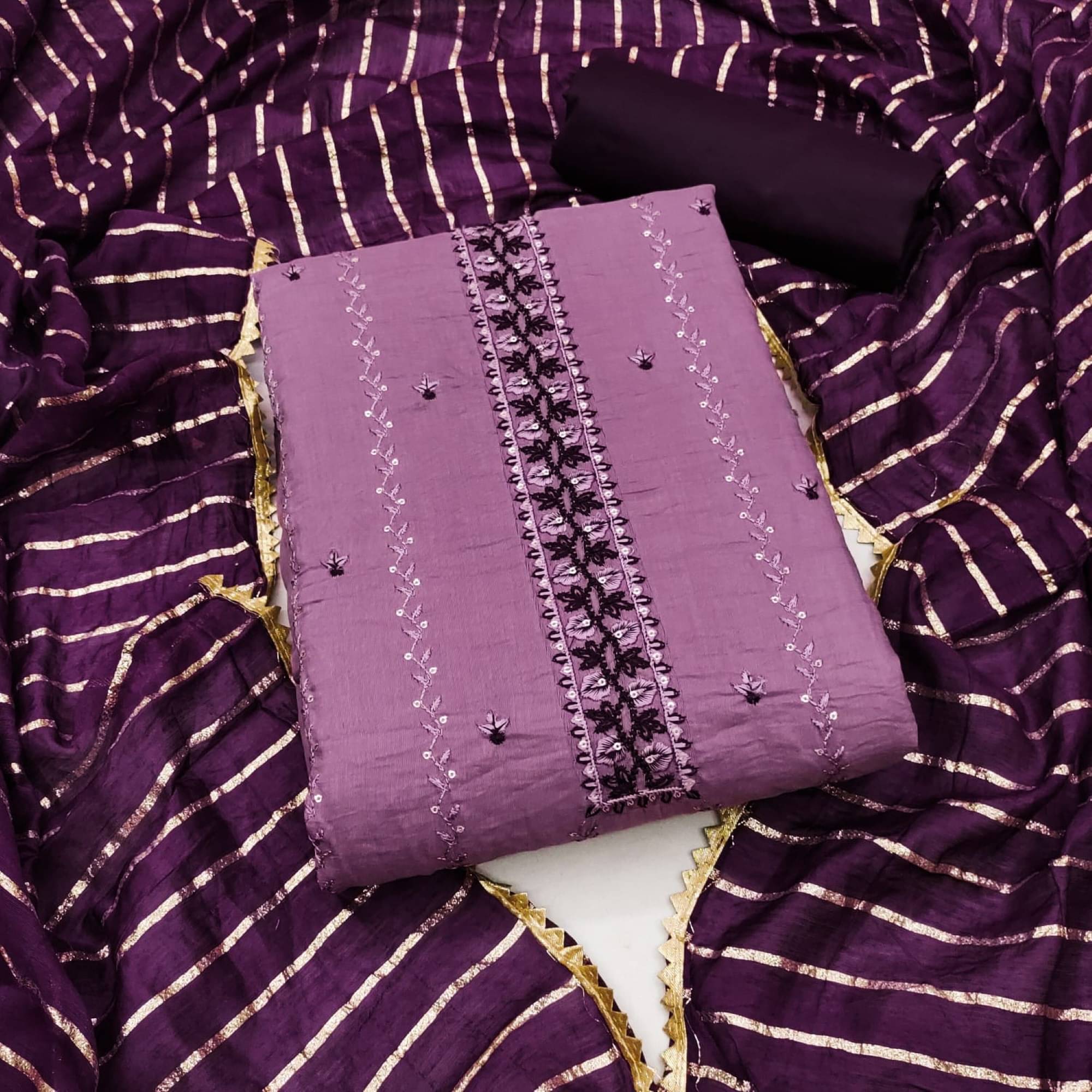 Rangtulika Ethnics Unstitched Jacquard Embroidered Dress Material - Purple ( Pack of 1 ) Rangtulika Ethnics Unstitched Jacquard Embroidered Dress Material - Purple ( Pack of 1 )
