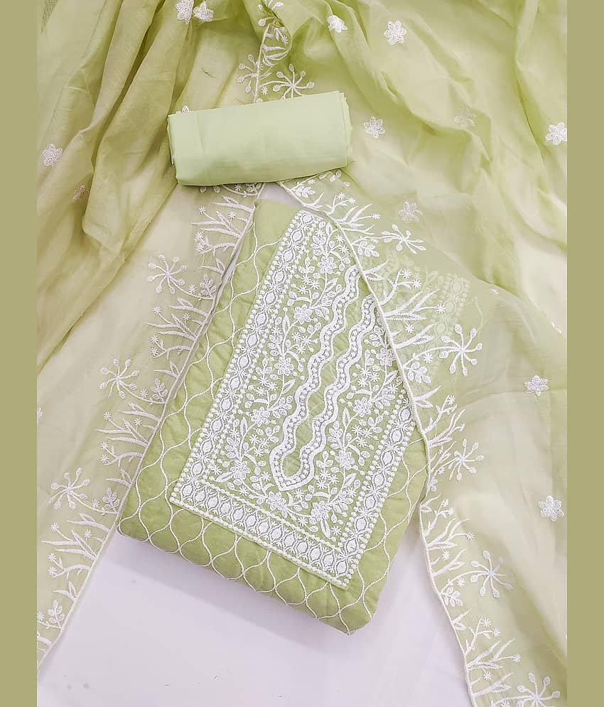 Rangtulika Ethnics Unstitched Silk Blend Embroidered Dress Material - Green ( Pack of 1 ) - Unstitched Fabrics | Buy online on ZillyBuy