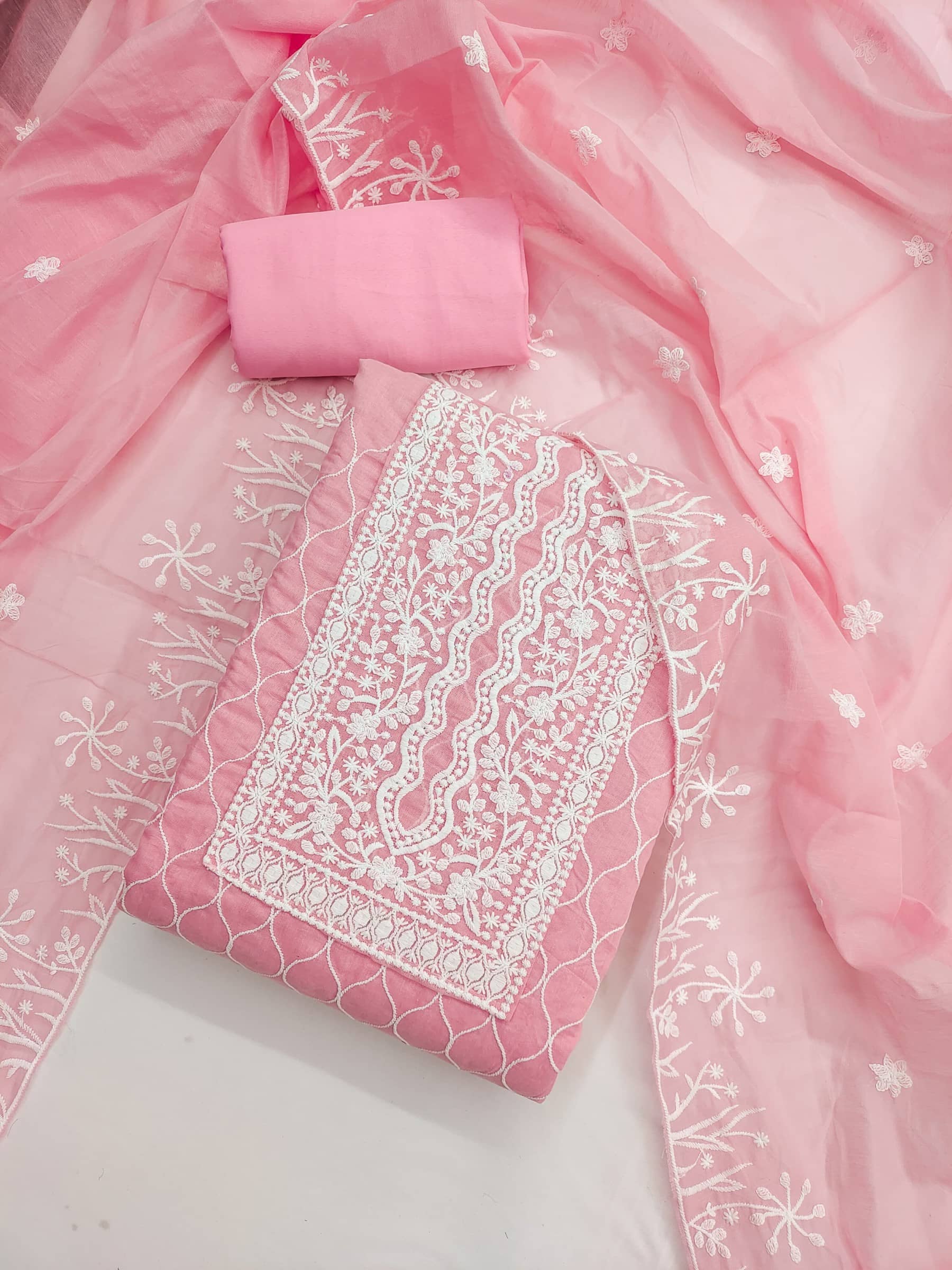 Rangtulika Ethnics Unstitched Silk Blend Embroidered Dress Material - Pink ( Pack of 1 ) - Unstitched Fabrics | Buy online on ZillyBuy