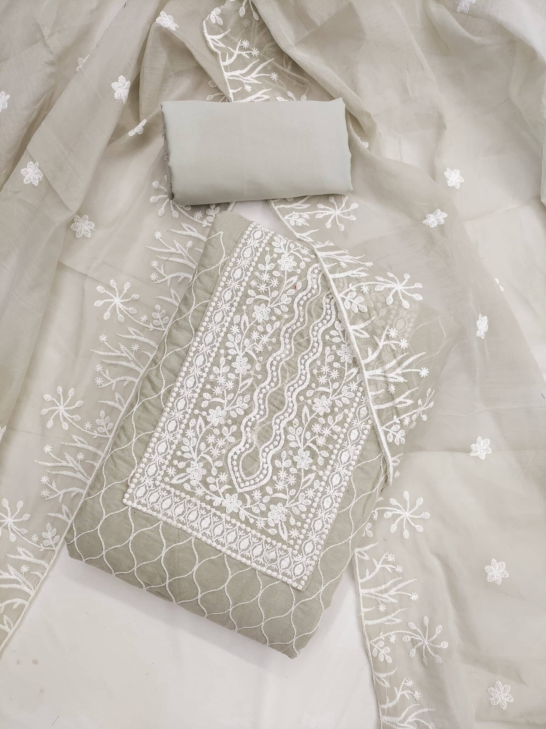 Rangtulika Ethnics Unstitched Silk Blend Embroidered Dress Material - Grey ( Pack of 1 )     			Rangtulika Ethnics Unstitched Silk Blend Embroidered Dress Material - Grey ( Pack of 1 )