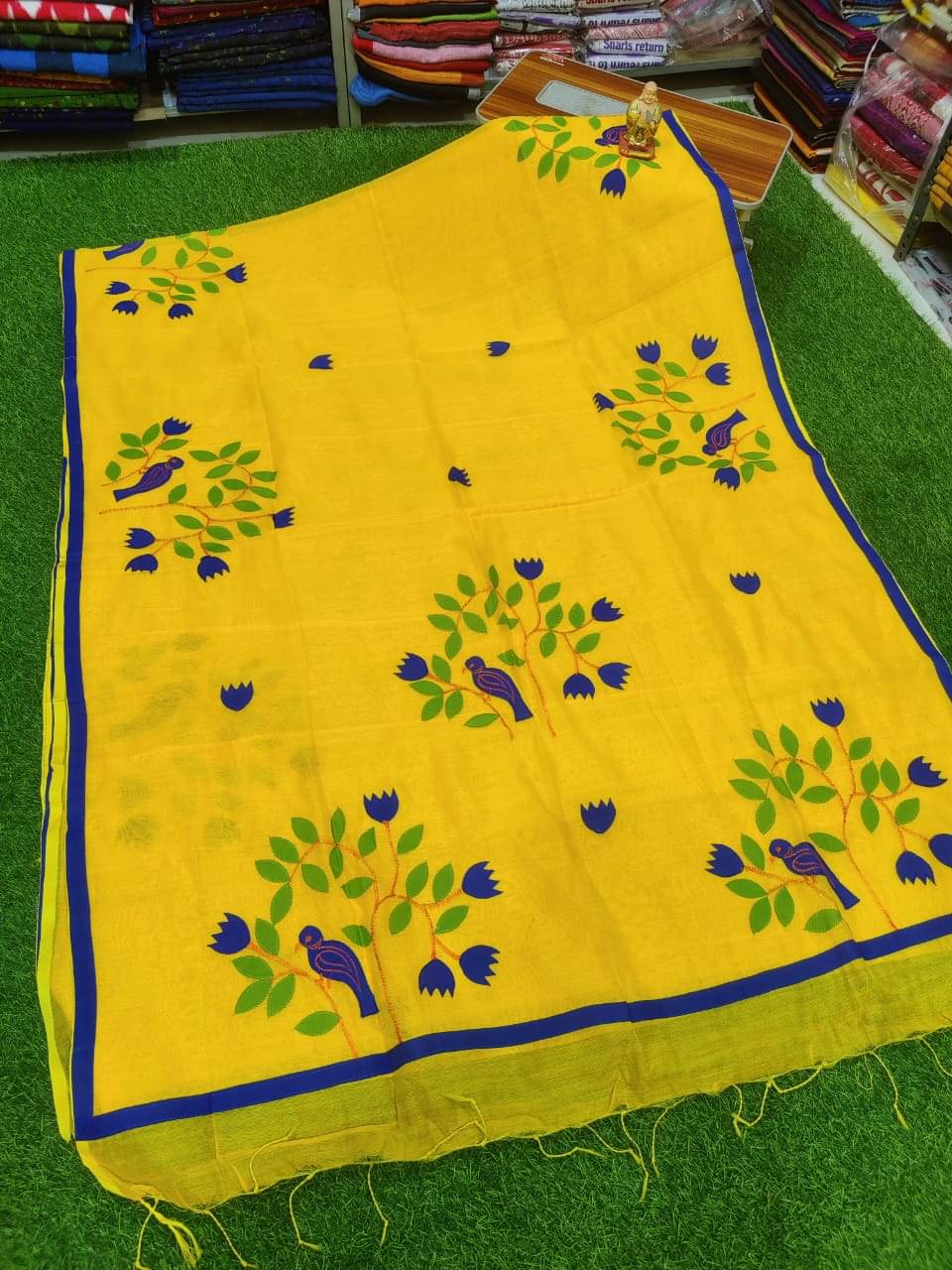 SARADA HANDLOOM Cotton Printed Saree With Unstitched Blouse Piece ( Yellow ) SARADA HANDLOOM Cotton Printed Saree With Unstitched Blouse Piece ( Yellow )