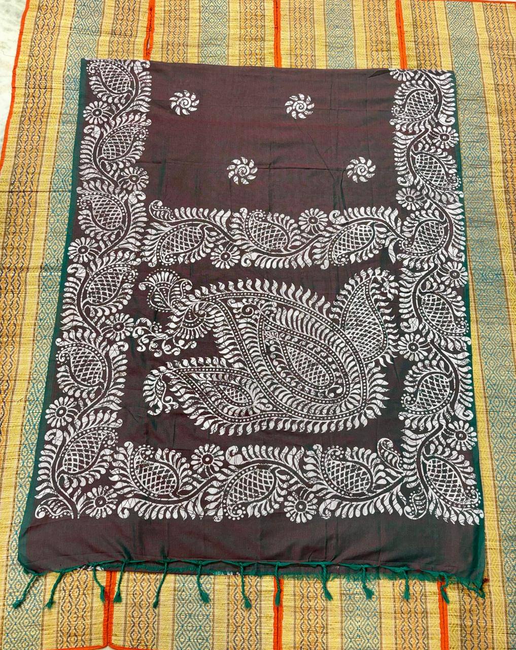     			SARADA HANDLOOM Cotton Printed Saree With Unstitched Blouse Piece ( Dark Grey )