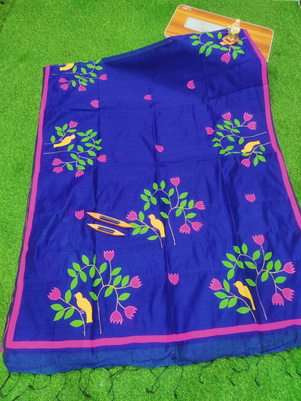 SARADA HANDLOOM Cotton Printed Saree With Unstitched Blouse Piece ( Blue ) SARADA HANDLOOM Cotton Printed Saree With Unstitched Blouse Piece ( Blue )