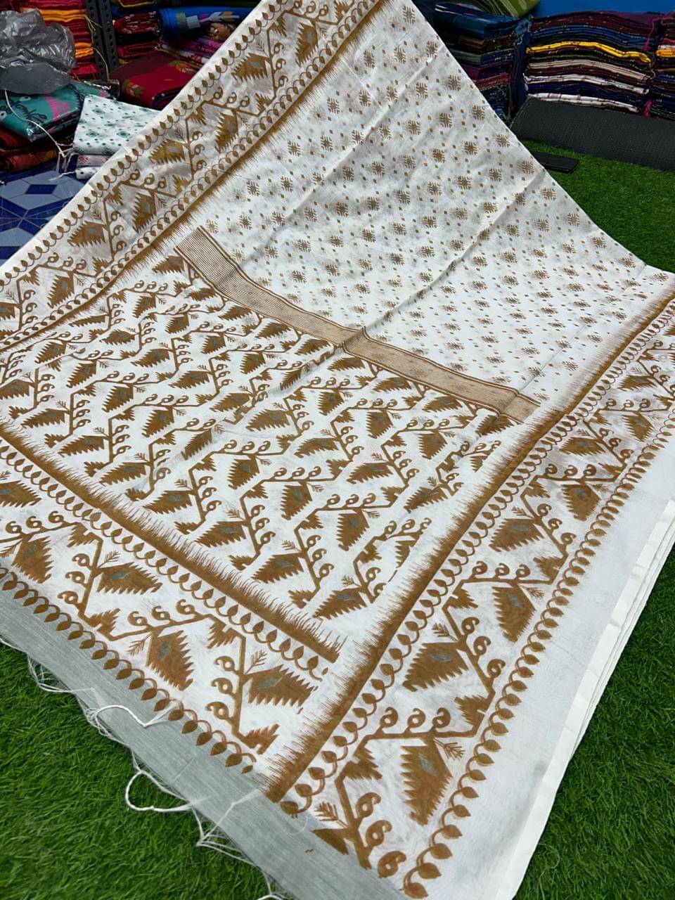     			SARADA HANDLOOM Cotton Printed Saree With Unstitched Blouse Piece ( White )