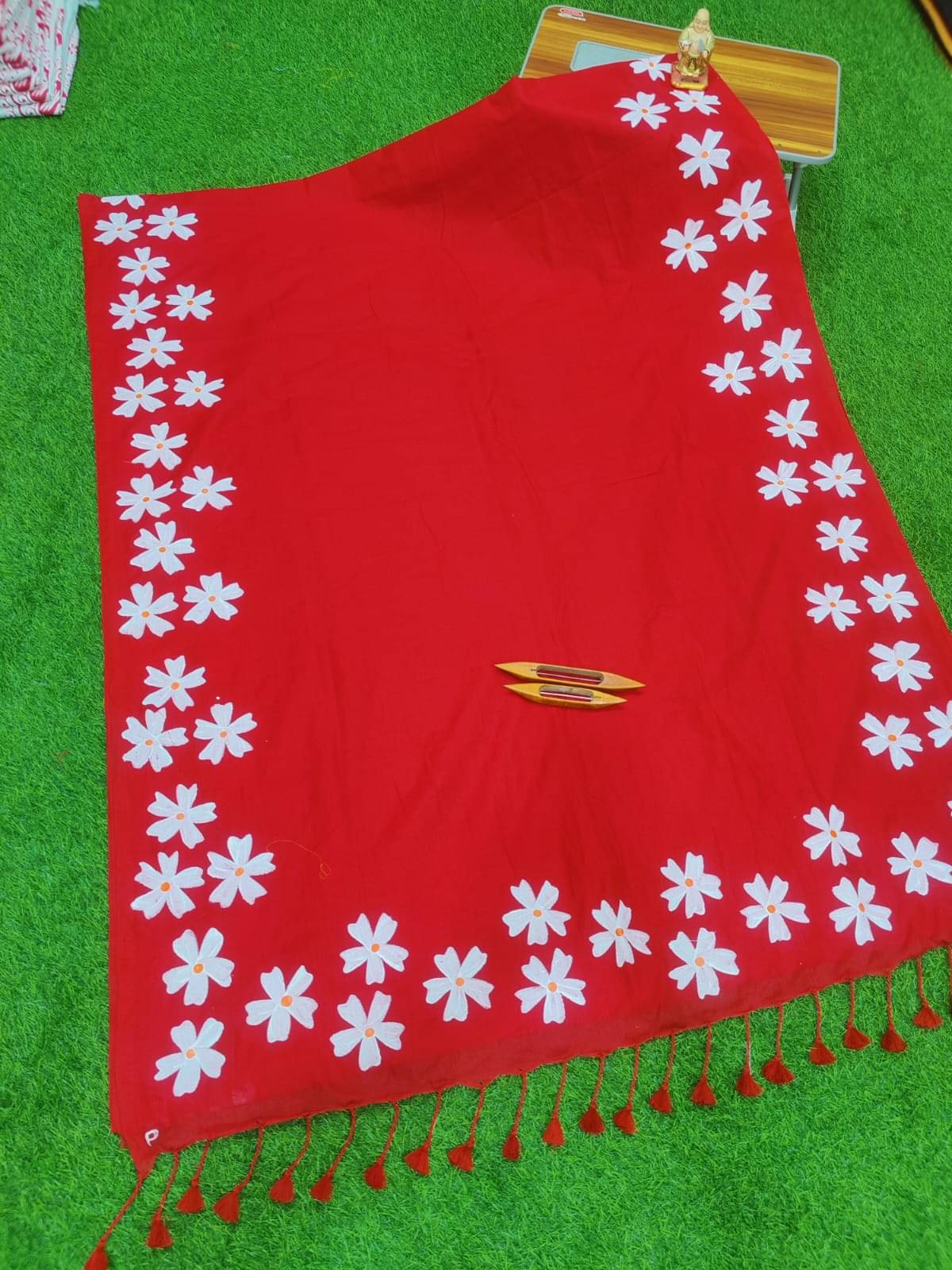     			SARADA HANDLOOM Cotton Printed Saree With Unstitched Blouse Piece ( Red )