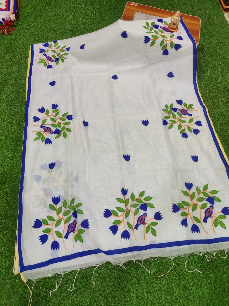     			SARADA HANDLOOM Cotton Printed Saree With Unstitched Blouse Piece ( White )