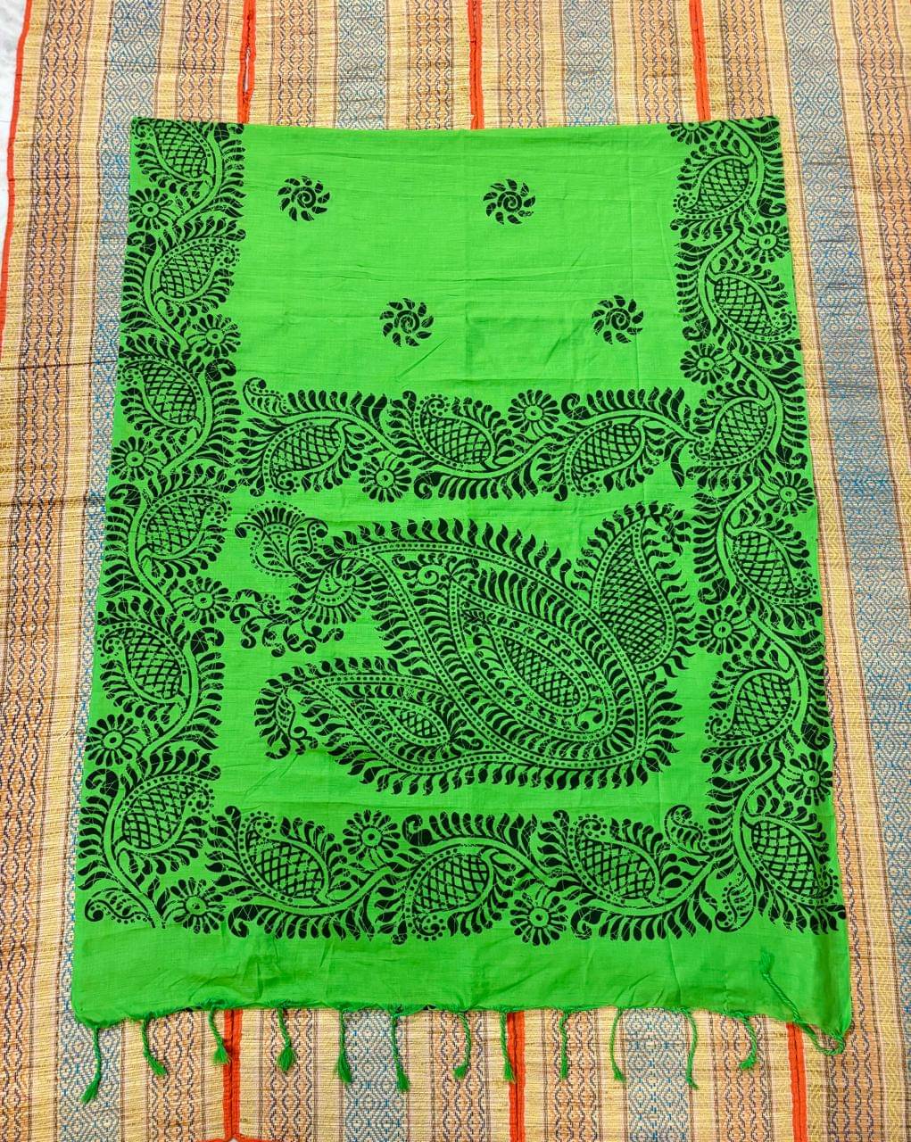     			SARADA HANDLOOM Cotton Printed Saree With Unstitched Blouse Piece ( Mint Green )