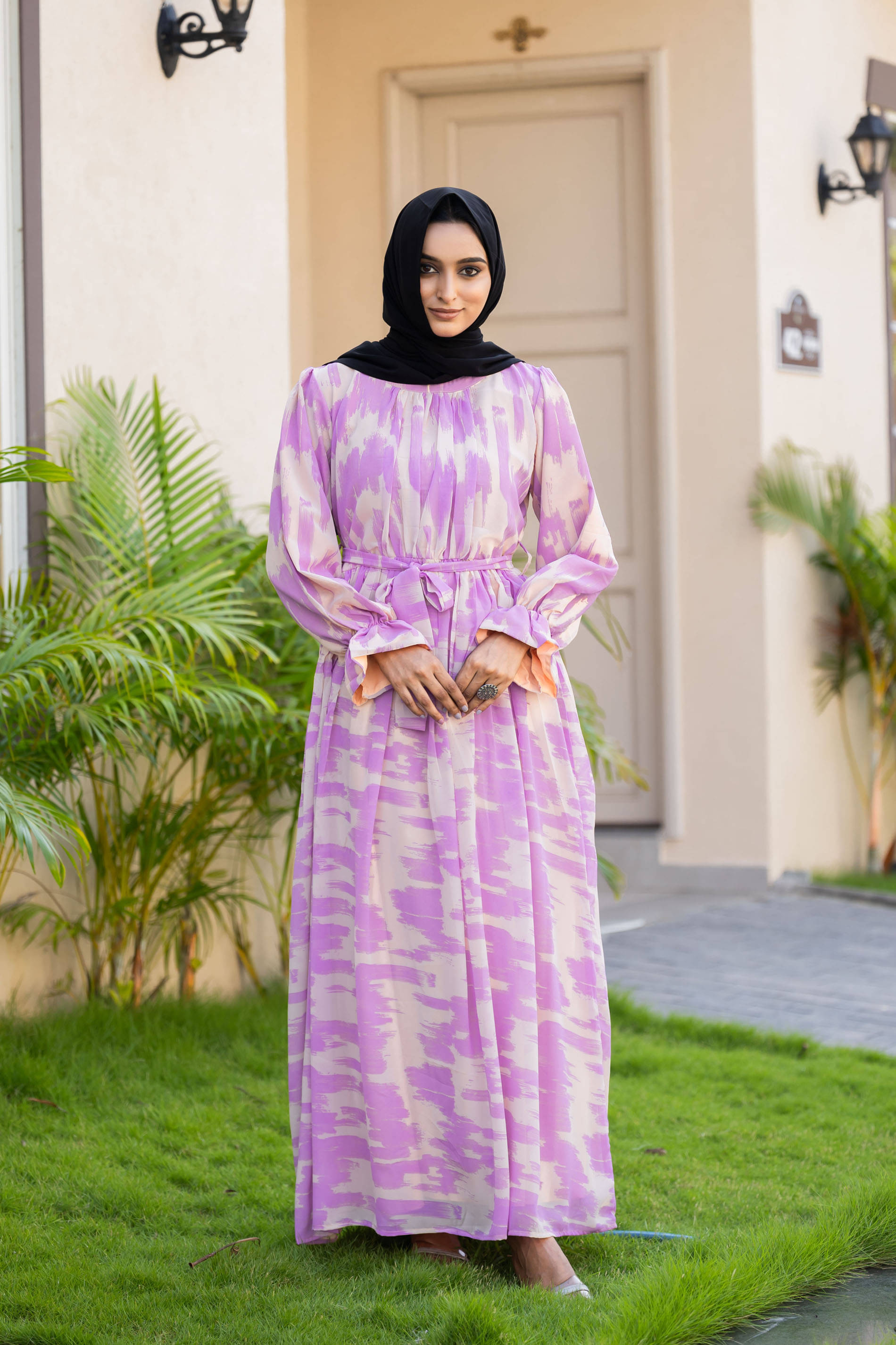     			SARINKU Georgette Burqa without Hijab Purple ( Pack of 1 )