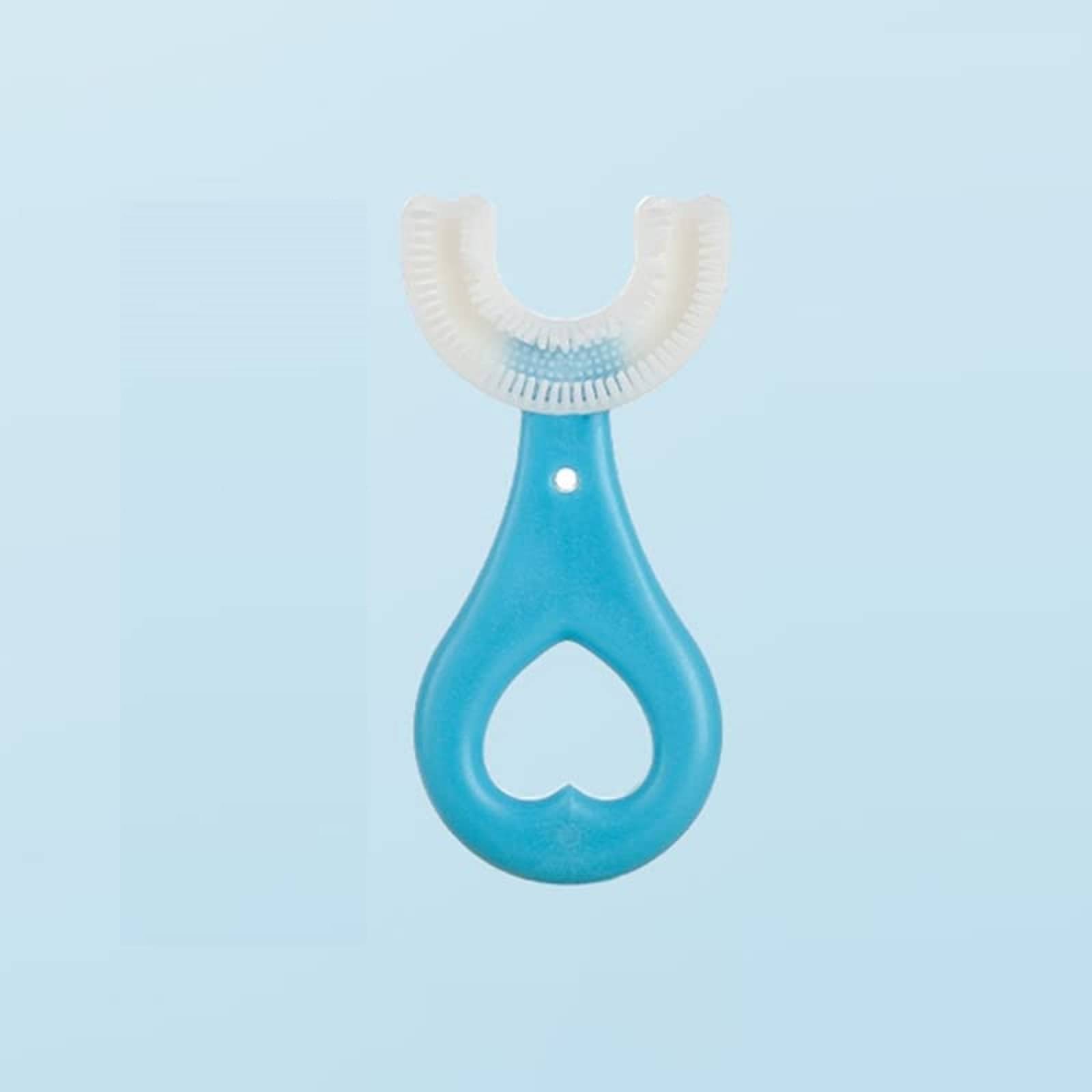     			U Shaped Manual Toothbrush Brush for Kids, 2-5 Years 360 Degree Soft Silicone Oral Teeth Cleaning For Baby (Blue,pack of 1)