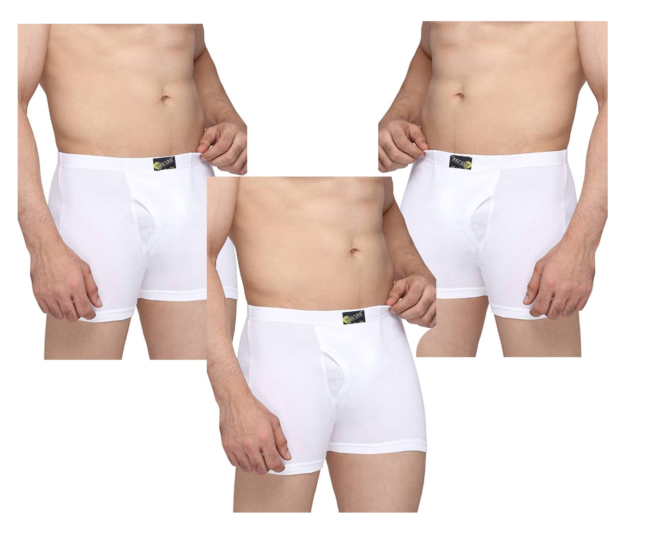 VEE SAA Pack of 3 Cotton Trunks For Men's ( White )