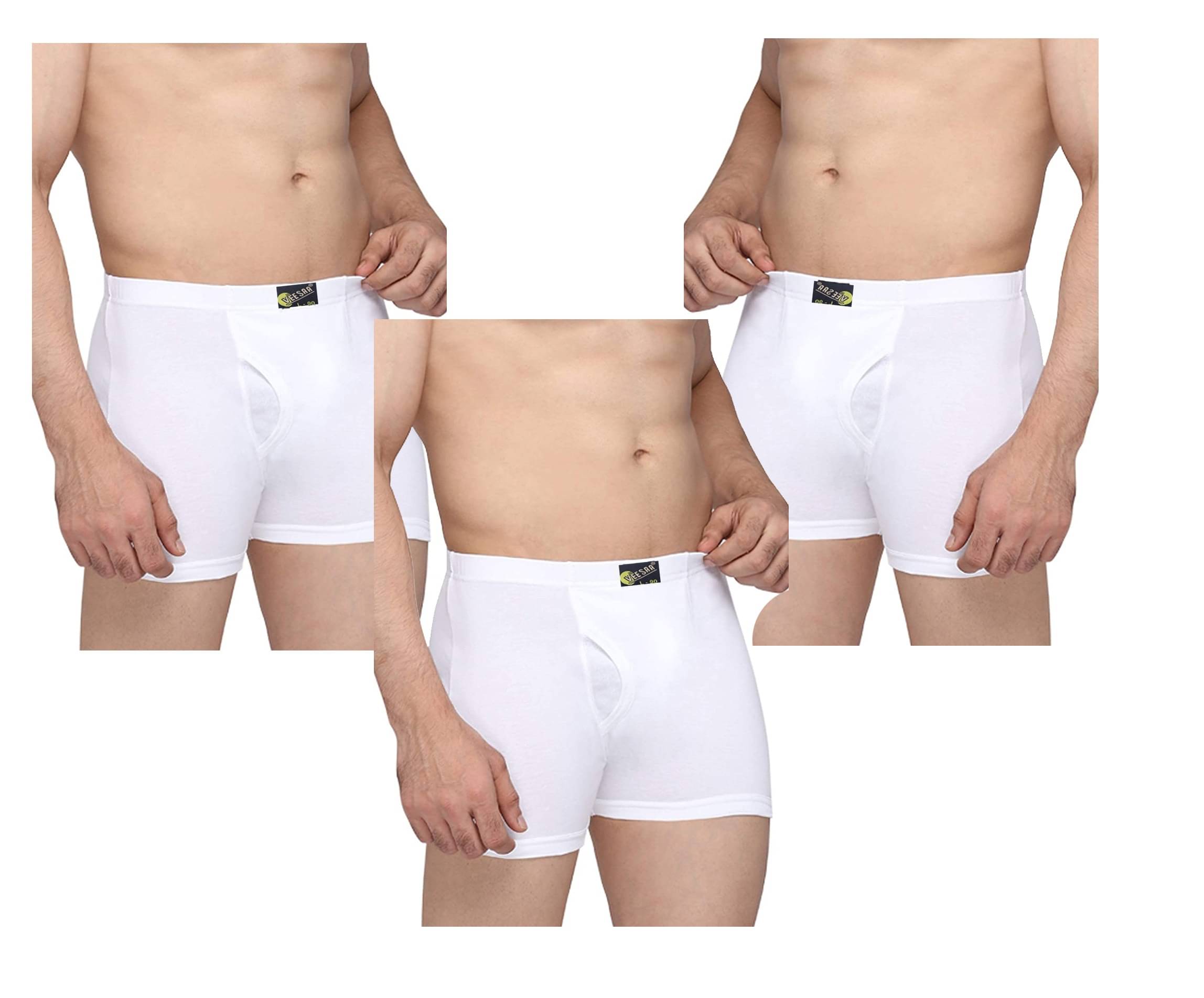 VEE SAA Pack of 3 Cotton Trunks For Men's ( White ) VEE SAA Pack of 3 Cotton Trunks For Men's ( White )