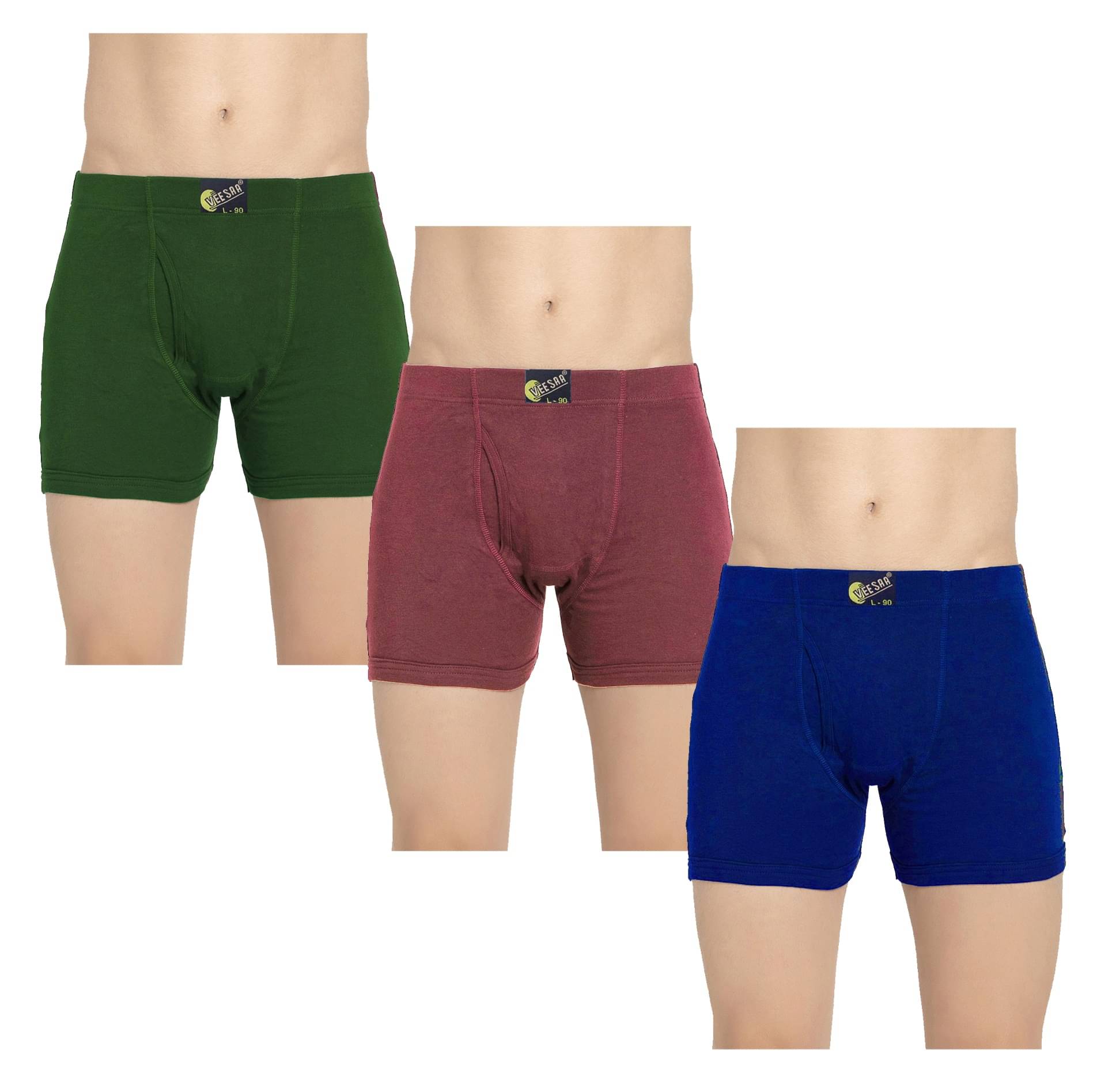 VEE SAA Pack of 3 Cotton Trunks For Men's ( Multicolor )     			VEE SAA Pack of 3 Cotton Trunks For Men's ( Multicolor )