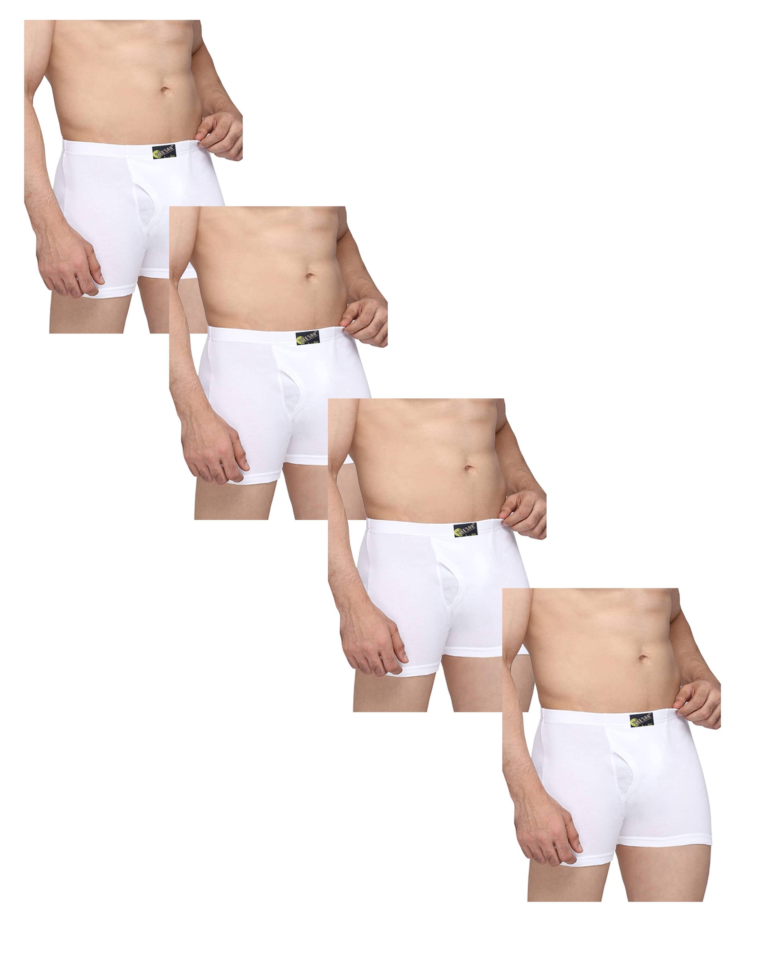 VEE SAA Pack of 4 Cotton Trunks For Men's ( White )