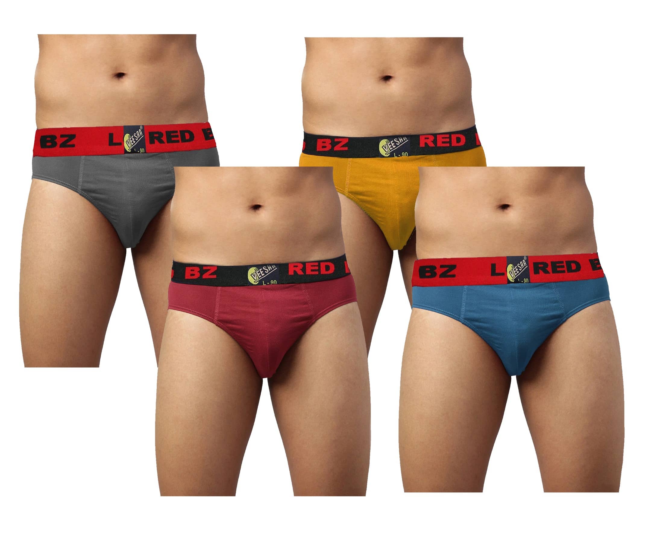 VEE SAA Pack of 4 Cotton Briefs For Men's ( Multicolor )