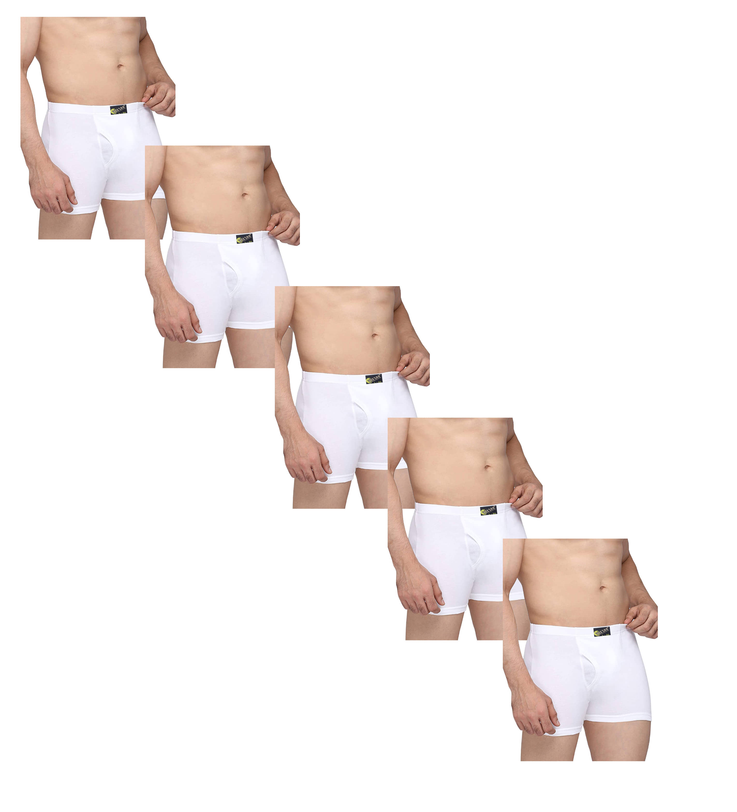 VEE SAA Pack of 5 Cotton Trunks For Men's ( White )