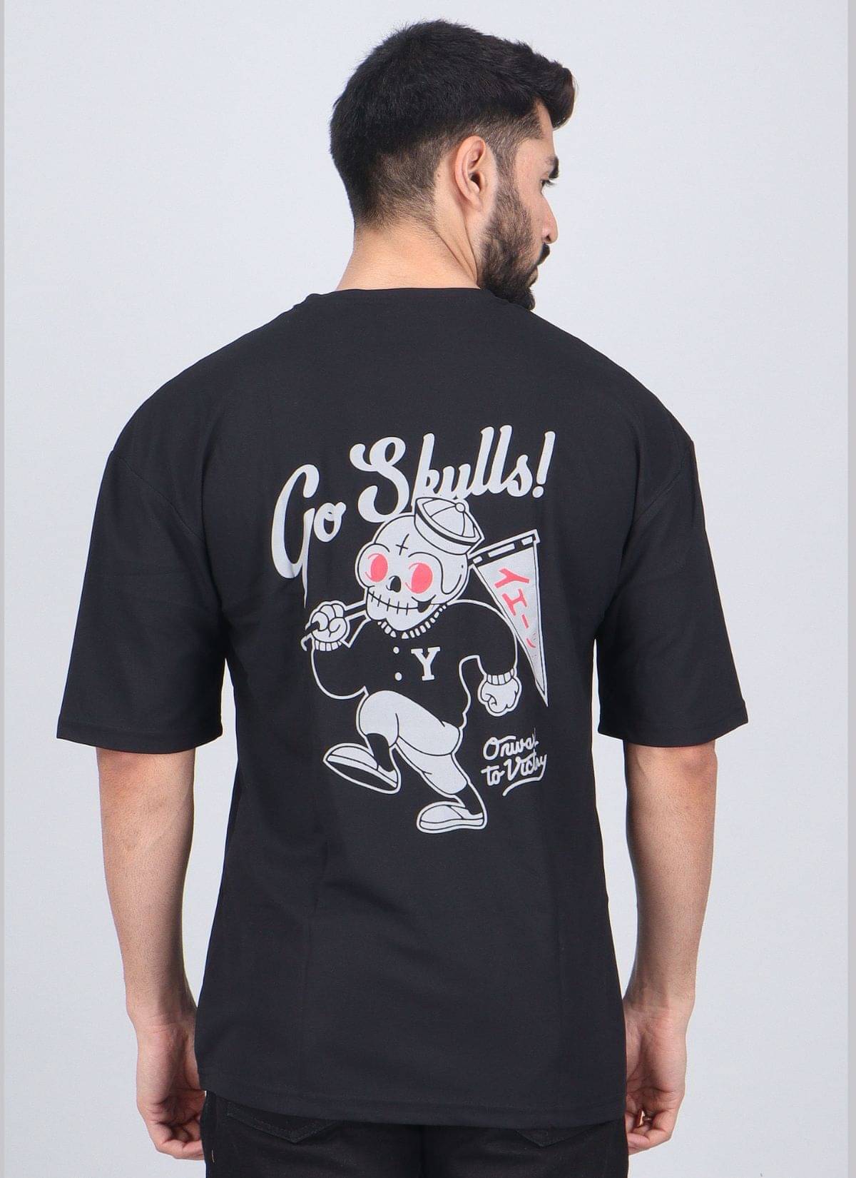     			WILD ELEPHANT Polyester Oversized Fit Printed Half Sleeves Men's Round T-Shirt - Black ( Pack of 1 )