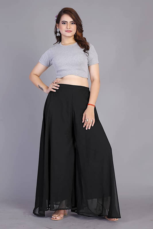 YASHASVI ENTERPRISE - Black Georgette Women's Palazzo ( Pack of 1 ) YASHASVI ENTERPRISE - Black Georgette Women's Palazzo ( Pack of 1 )