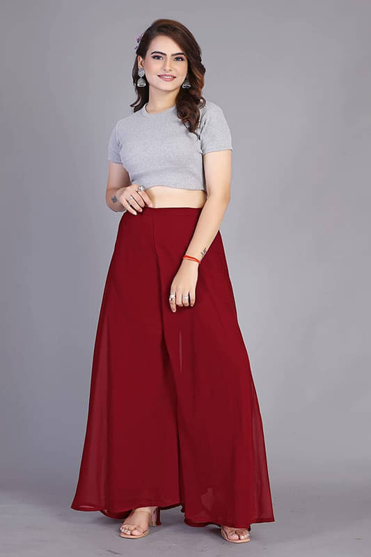     			YASHASVI ENTERPRISE - Maroon Georgette Women's Palazzo ( Pack of 1 )