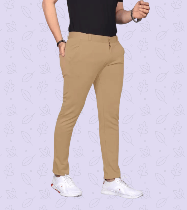 ikigai Slim Flat Men's Formal Trouser - Khaki ( Pack of 1 ) - Trousers | Buy online on ZillyBuy
